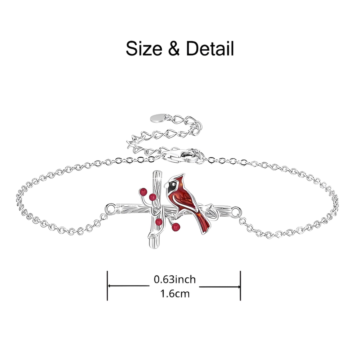SUPAC Red Cardinal Jewelry Set, Necklace, Dangle Earrings, Bracelet, and Adjustable Ring - Cardinal Jewelry Gift