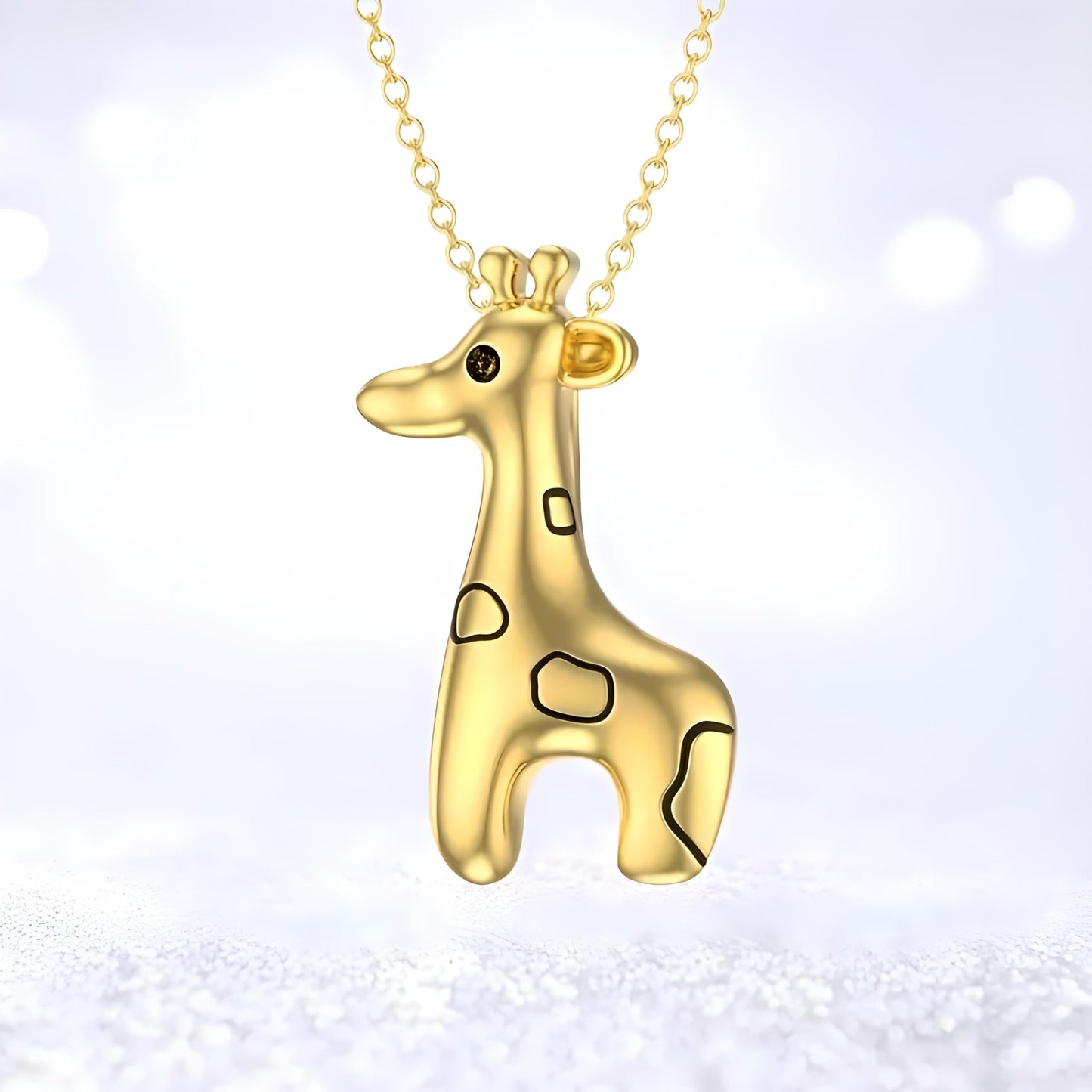 SUPAC Sterling Silver Tree of Life Giraffe Pendant Necklace, Pendant Necklace, Blue Crystal Background, Gift for Animal Lovers! (Golden Giraffe)