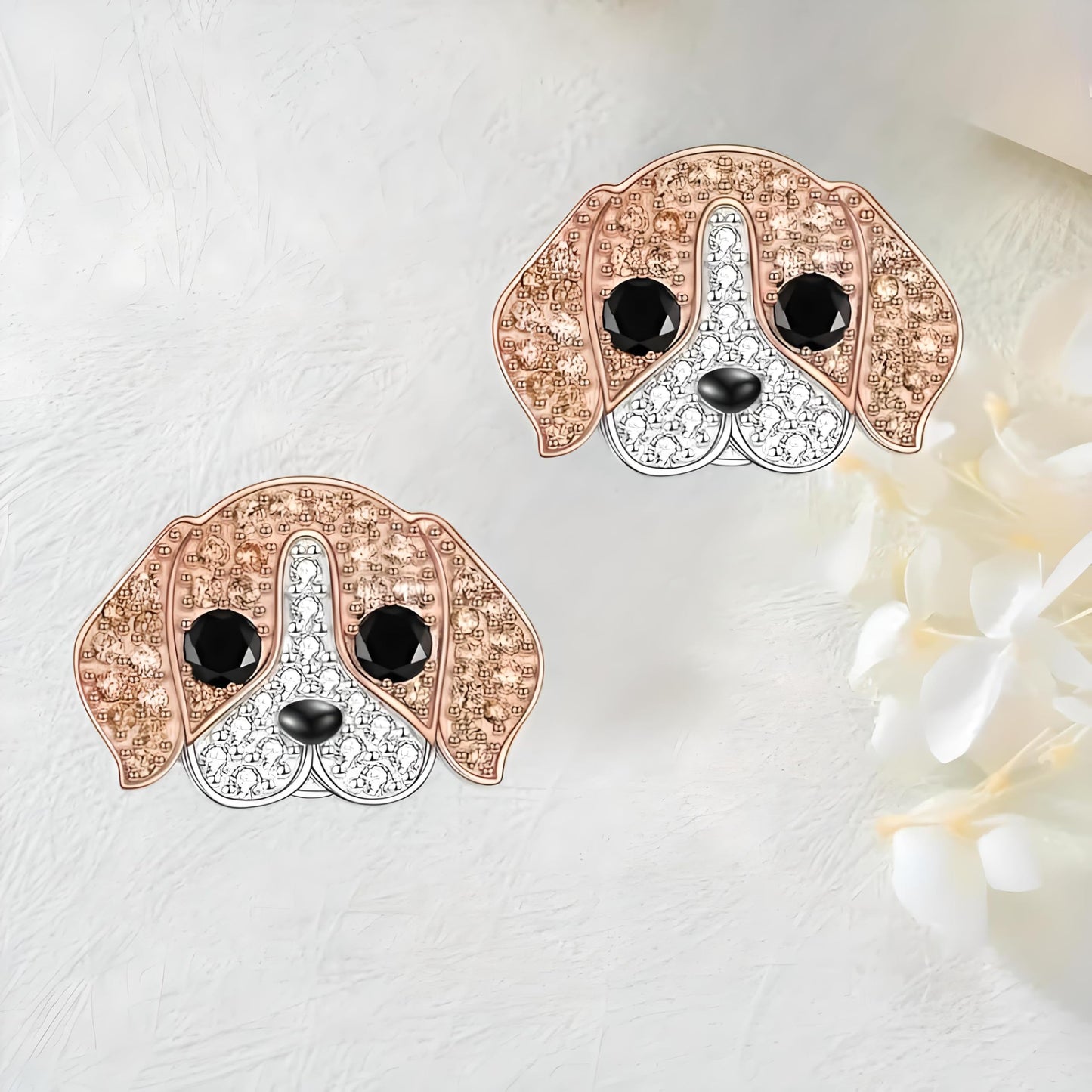 Dog Lovers' Earrings, Different Dog Breed Stud Earrings with Crystals, Rose Gold and Silver Tone - Party, Birthday, or Christmas Gift