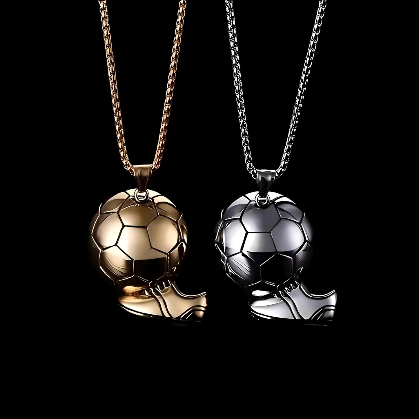 Soccer Cleats and Ball Silver or Gold Necklace – Show Your Love for the Beautiful Game!", - Score Style Points On and Off the Field! Stainless Steel Soccer Fan Pendant - Hip-Hop Street Style Necklace, Durable & Fashion-Forward SUPAC
