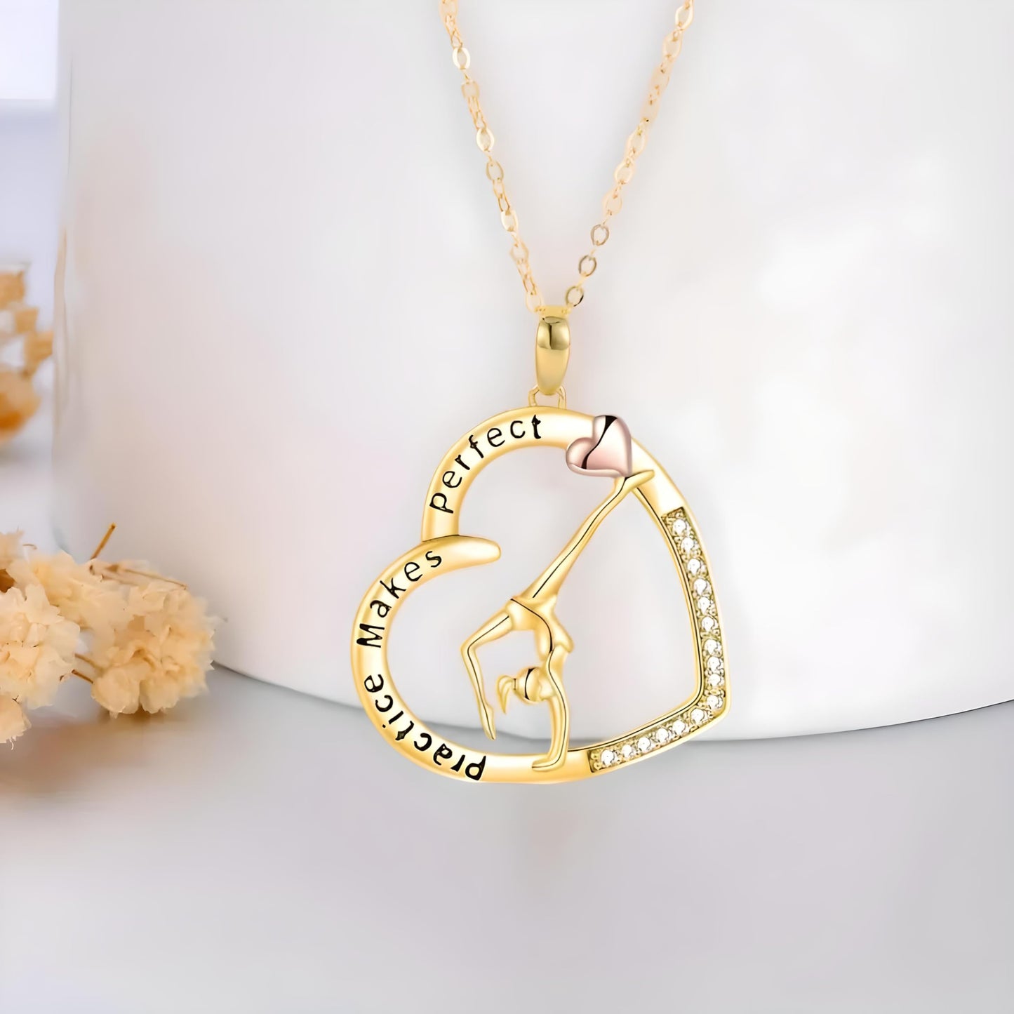 Sports Heart Necklace, 9 Different Sport Options: Basketball, Jumping Cheerleader, Gymnast, Softball, Volleyball, Ballet Ballerina, Runner, Sports Accessories Birthday Gift- Simulated Rainbow Diamonds, Christmas, Birthday or Party Gift
