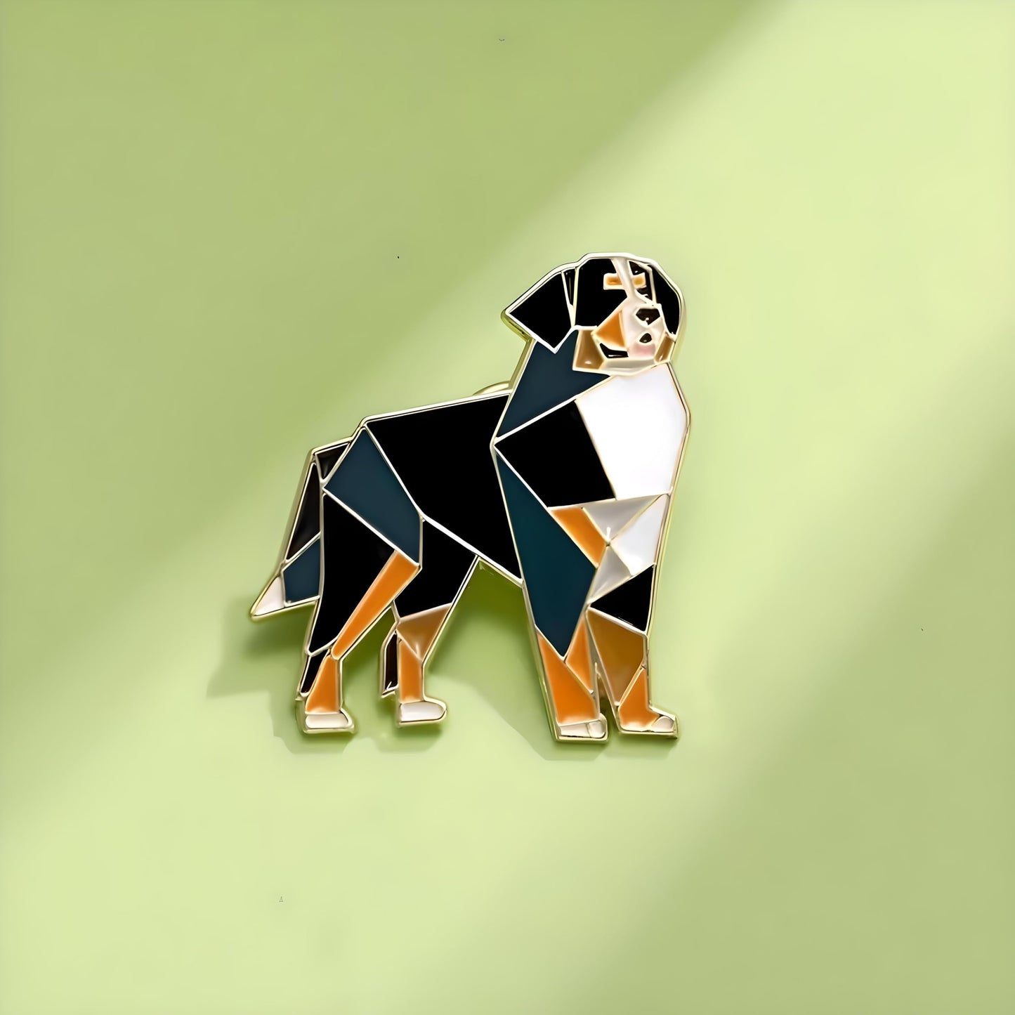 Dog Breed Pins - Geometric Australian Shepherd, Cat, Husky, Bernese Mountain Dog, Enamel Pin, Modern Art Design, White and Purple - Badge for Men