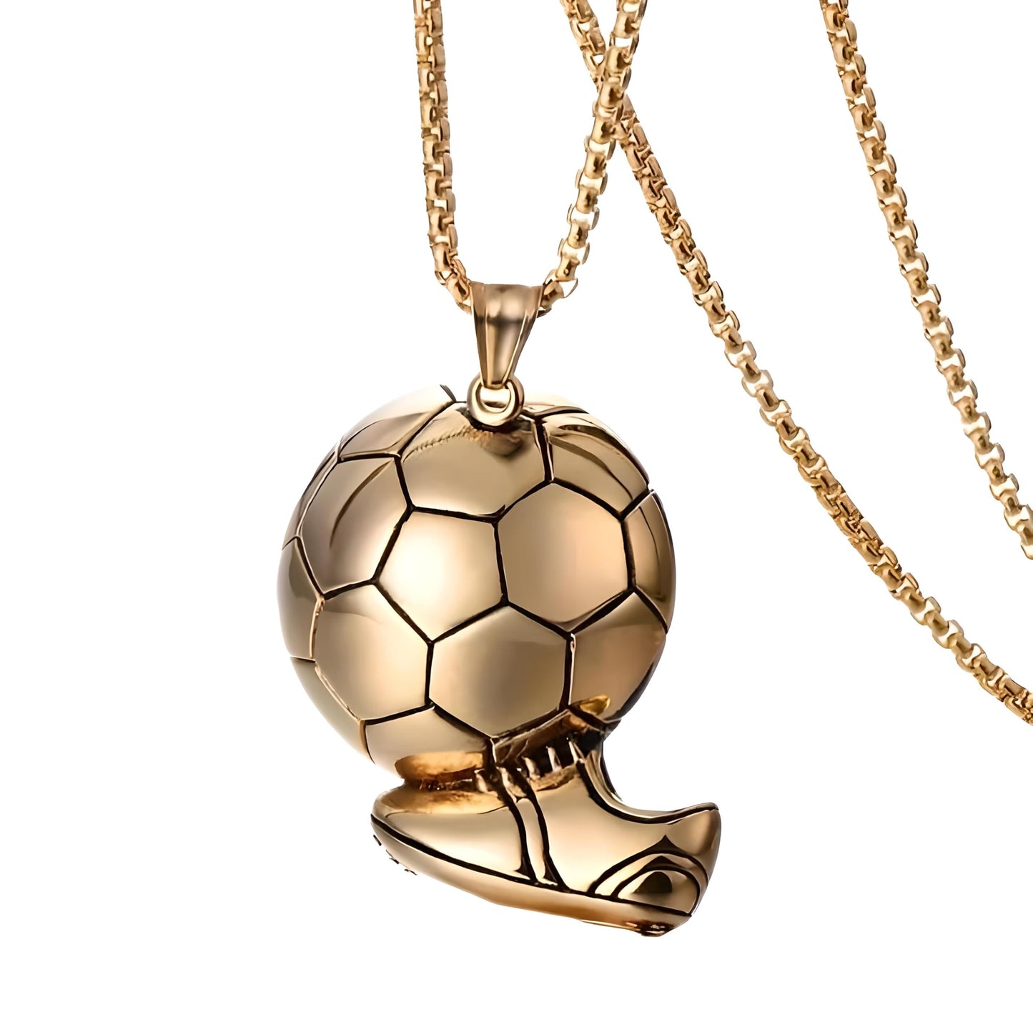 Soccer Cleats and Ball Silver or Gold Necklace – Show Your Love for the Beautiful Game!", - Score Style Points On and Off the Field! Stainless Steel Soccer Fan Pendant - Hip-Hop Street Style Necklace, Durable & Fashion-Forward SUPAC