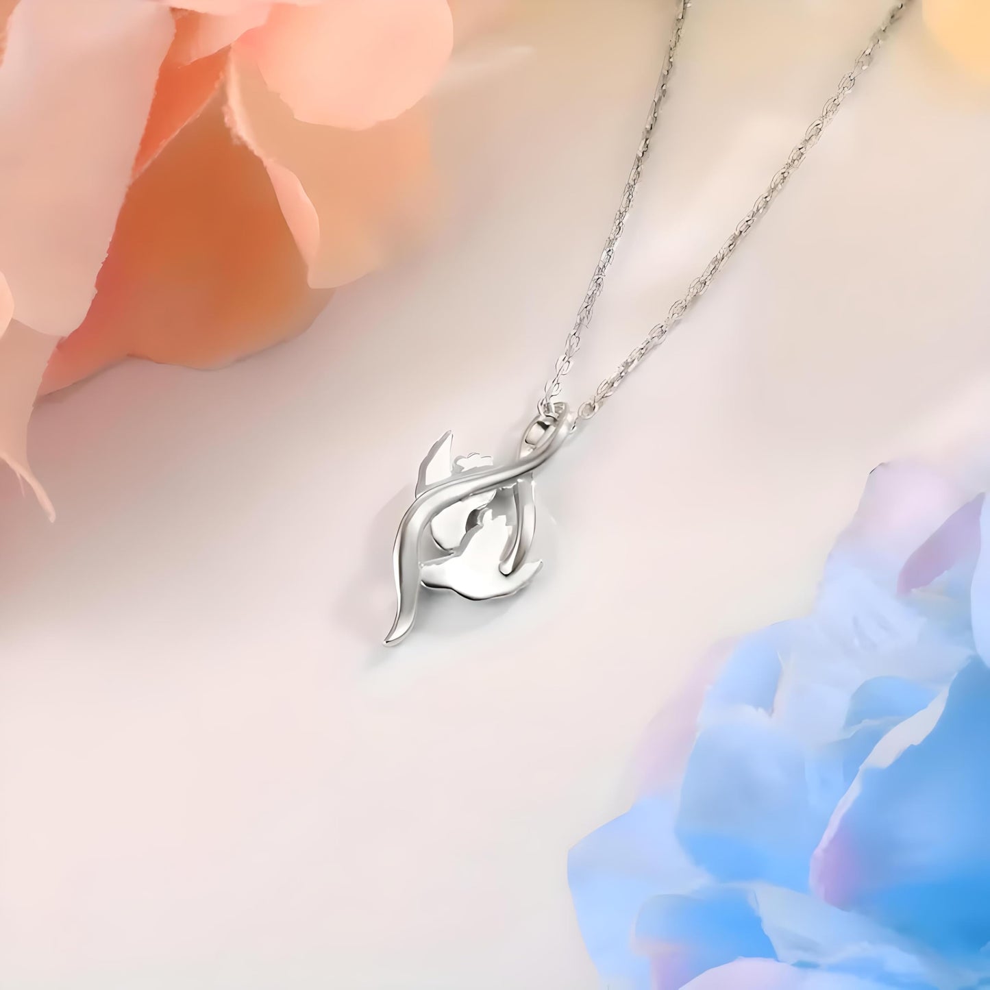 Angel Footprints, Memorial Gift for Mothers - Pendant Necklace with Acrylic Stones, Alloy Fashion Jewelry, White K Plated Chain, Gift for Family and New Moms- 'Mommy of an Angel'