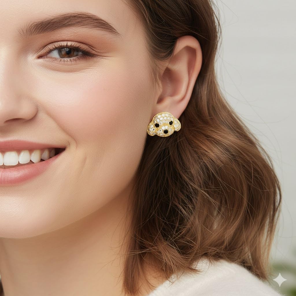 Dog Lovers' Earrings, Different Dog Breed Stud Earrings with Crystals, Rose Gold and Silver Tone - Party, Birthday, or Christmas Gift