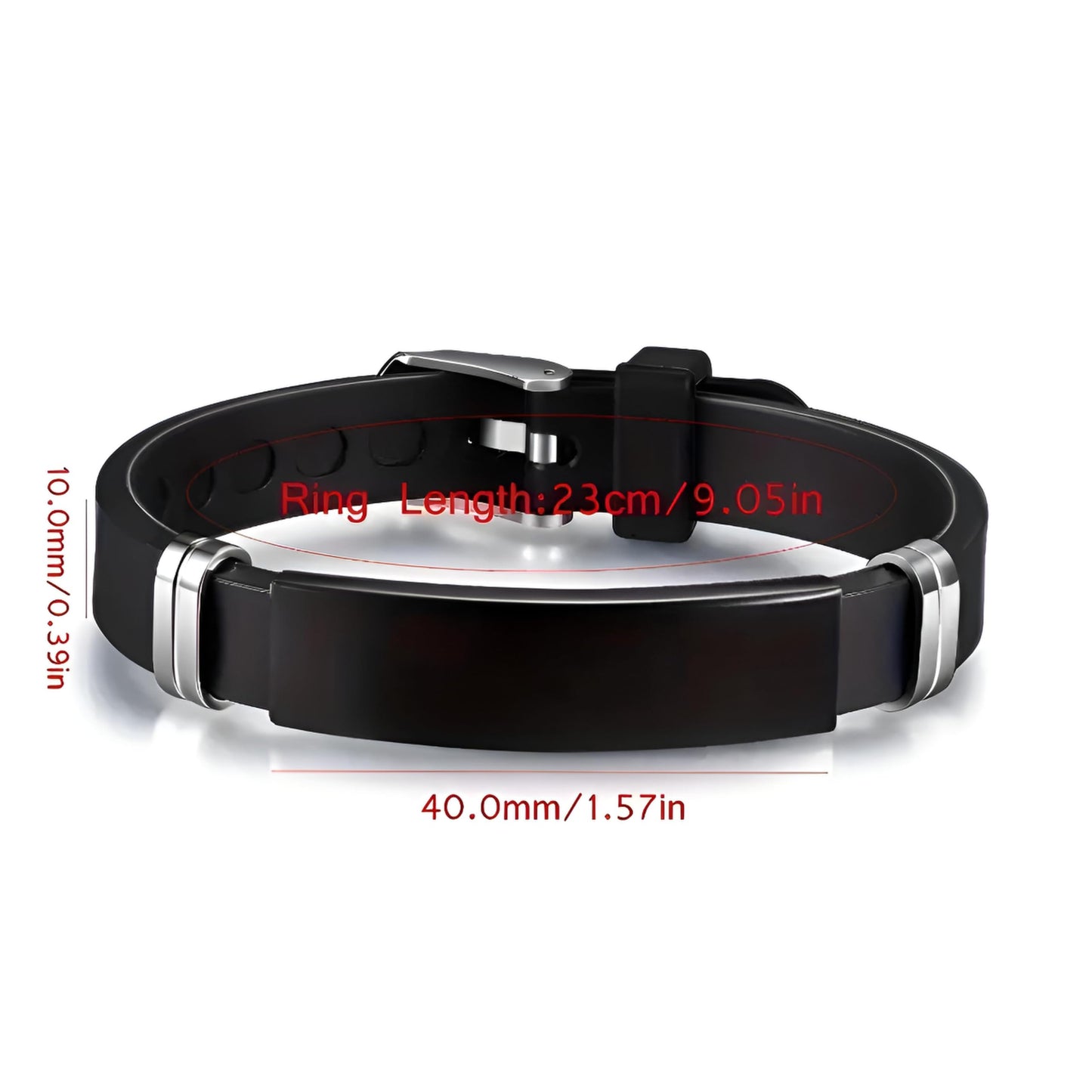 Christian Cross Bracelet with Proverbs 3:5, Phillipians 4:13, Matthew 19:26, Isaiah 41:10, Luke 1:37, Matthew 28:20 Scripture, Black Silicone Adjustable Watch Band, 9.05 inch Length