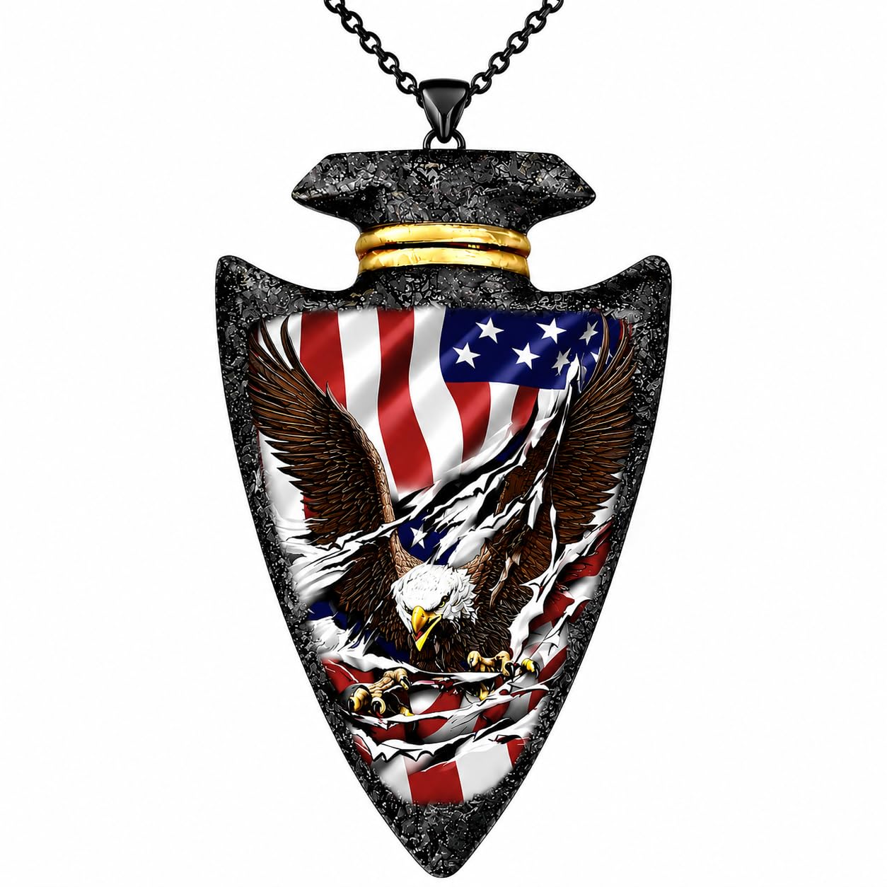 SUPAC Bald Eagle Triangle Pendant Necklace - Fashion-Forward Hip Hop Style - Durable & Bold Accessories for Men - Gift Idea for Every Occasion