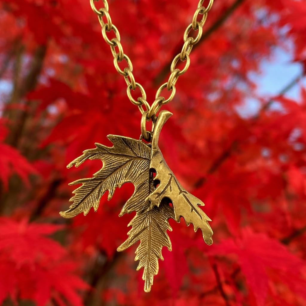 SUPAC Vintage Bronze Maple Leaf Pendant Necklace for Men and Women - Christmas or Birthday Gift