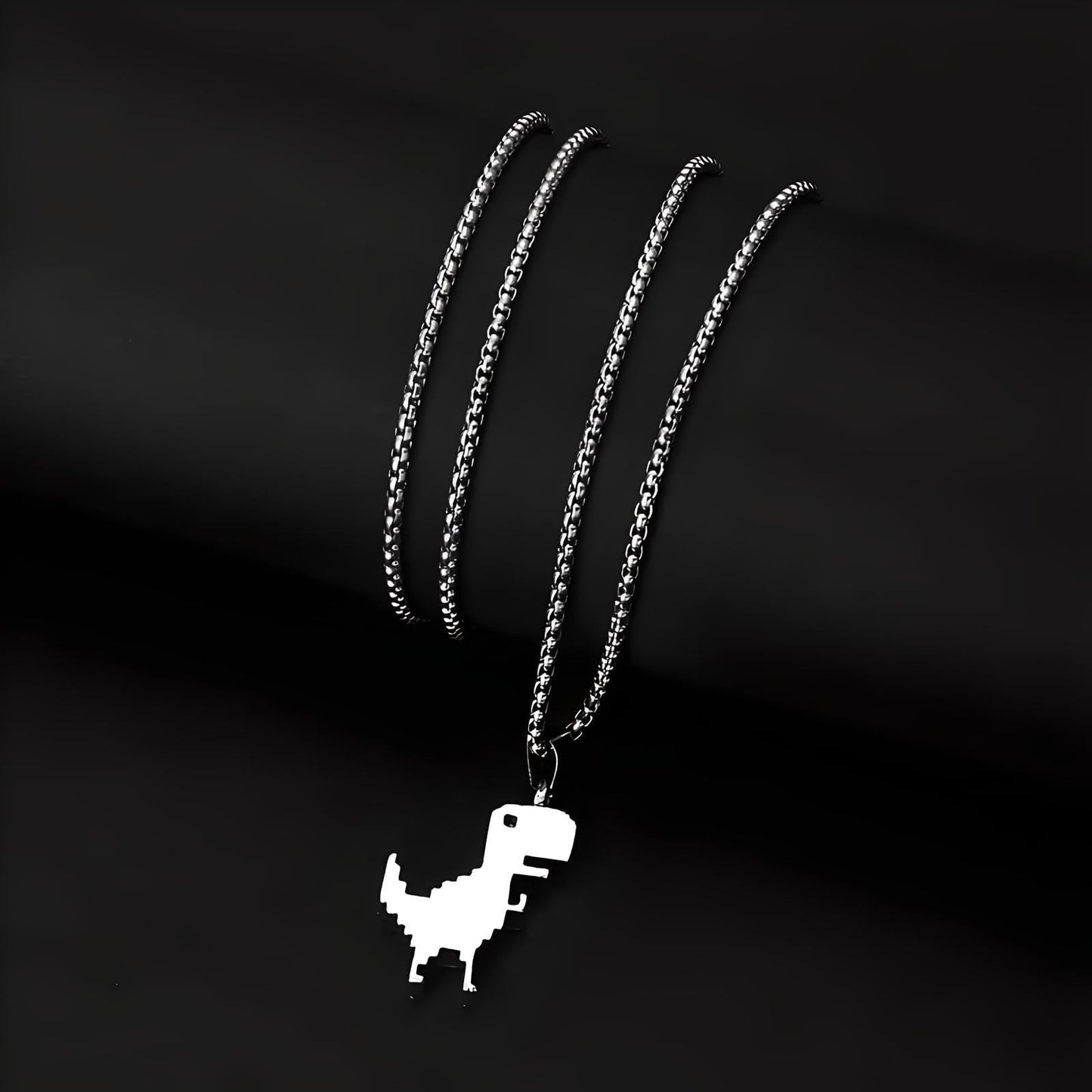Sterling Silver Plated T-Rex Dinosaur Pendant Necklace for Men or Women - Christmas or Birthday Gift