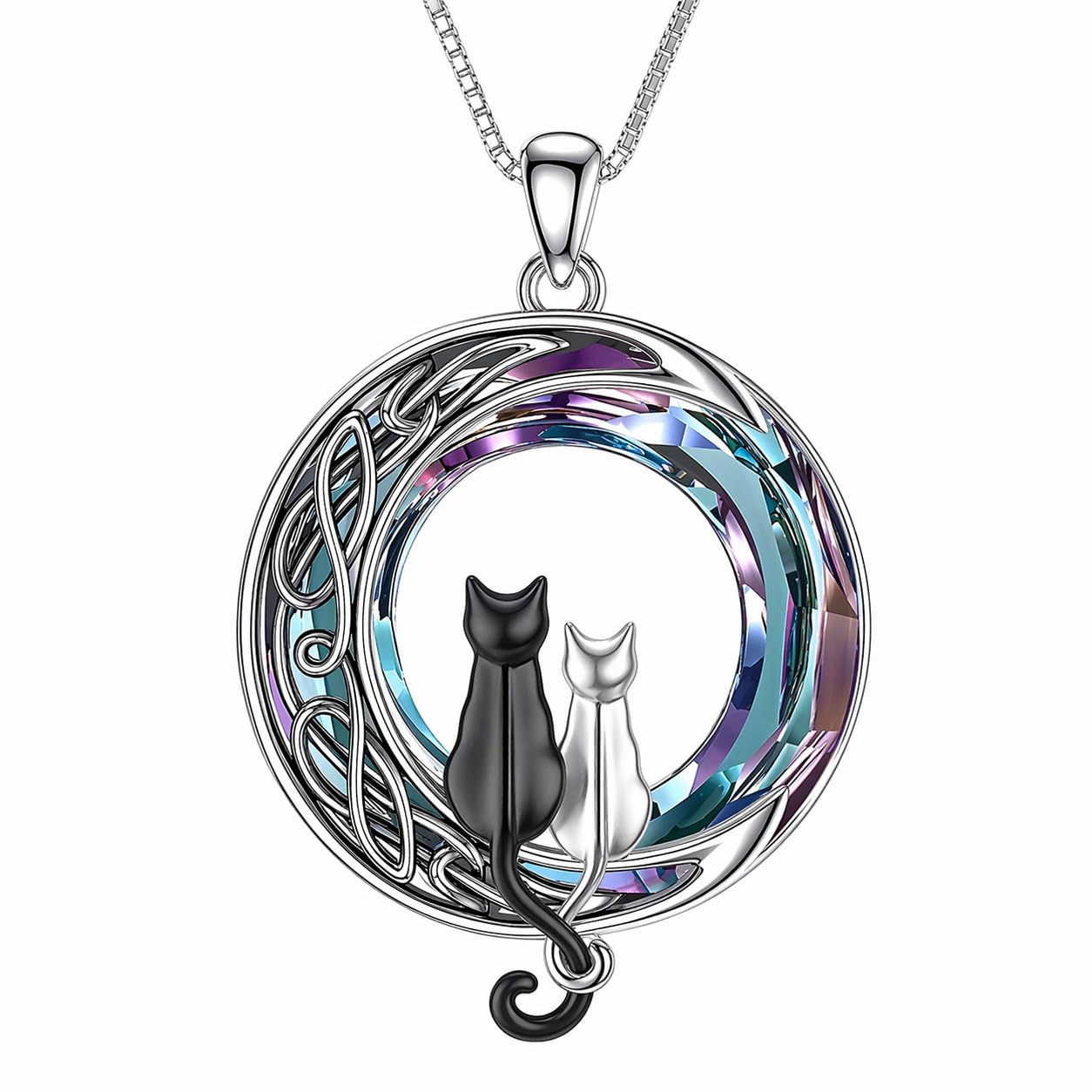 SUPAC Cute Cat Heart Necklace, With Black Kitten Sitting Together - Charming Heart Necklace in Rose Gold - Stylish Versatile Gift for Women & Party Accessory!