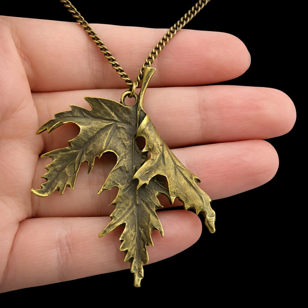 SUPAC Vintage Bronze Maple Leaf Pendant Necklace for Men and Women - Christmas or Birthday Gift