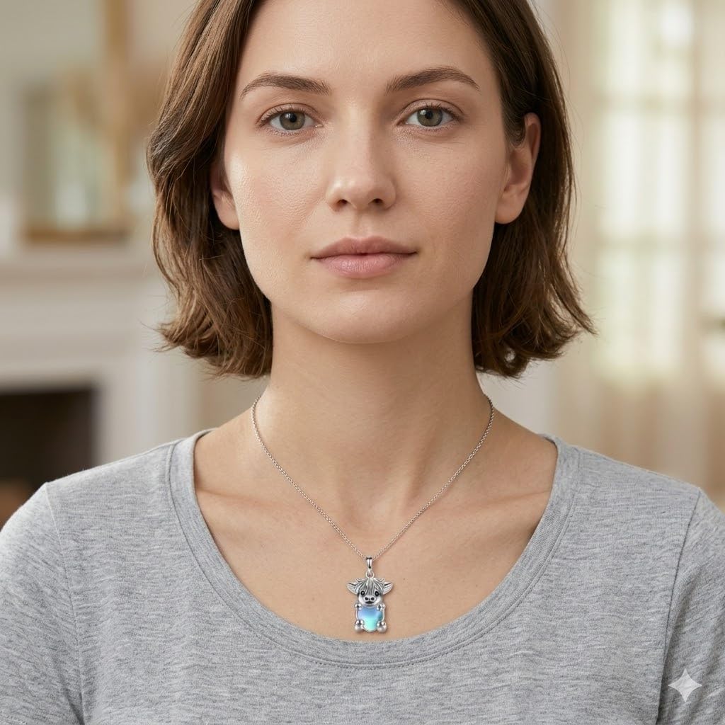 SUPAC Unique & Fashionable Cartoon Cow Necklace with Flower Pendant in White K