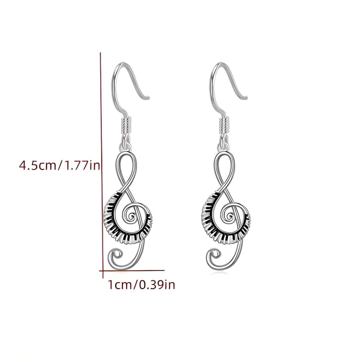 Musical Note Jewelry Set, 4-Piece Silver Treble Clef Design, Necklace Bracelet Earrings Keychain