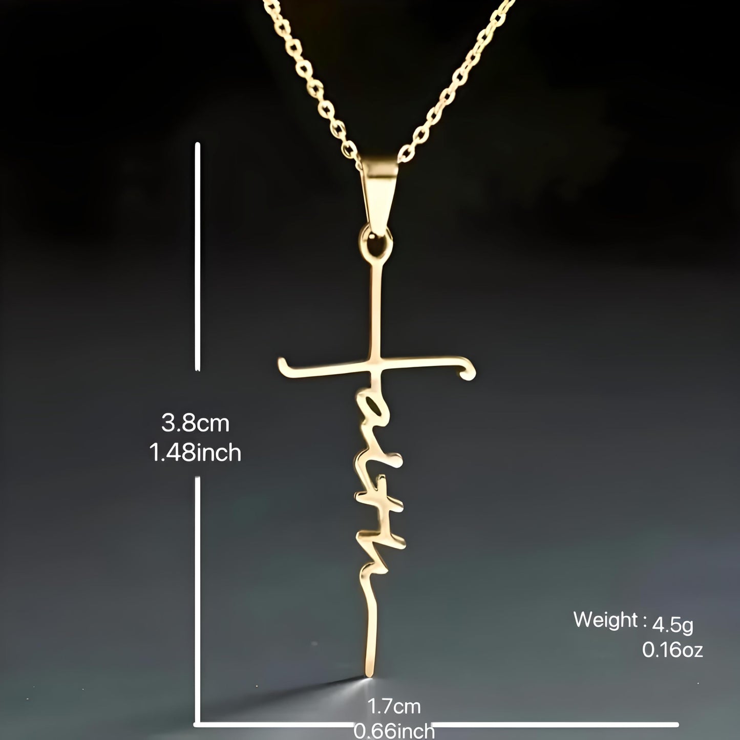 SUPAC Gold Necklace with Engraved 'Faith' Pendant - Elegant Statement Jewelry for Unwavering Belief and Spiritual Grace - Christian Gift