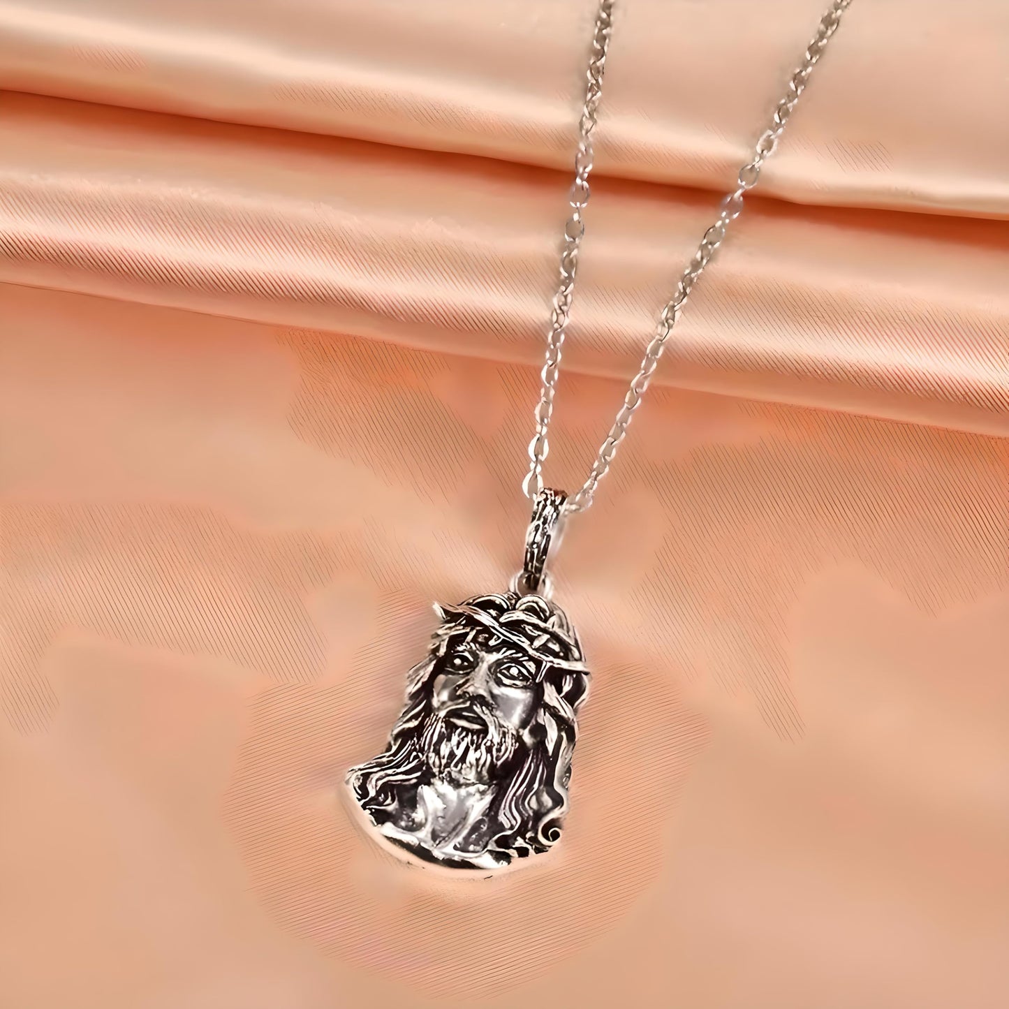King of Style: Men's Pendant Necklace Jesus With A Crown Of Thorns Necklace Classic Christian Faith Jewelry Accessories - Timeless Christian Faith Jewelry for Men and Women with a Hip Hop Twist! - Christmas, Birthday Gift
