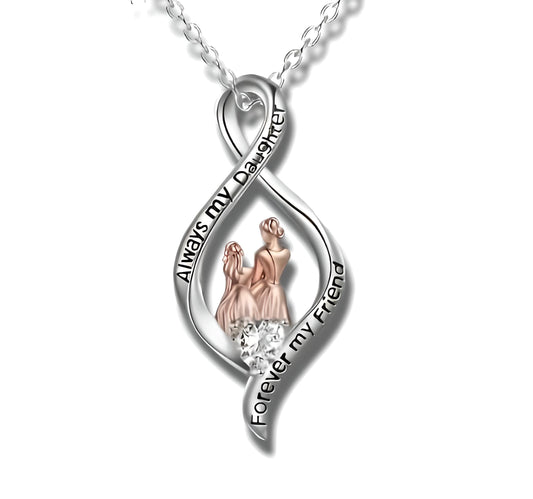 Elegant Mother-Daughter Necklace - "Always my Daughter, Forever my Friend", Symbolic Pendant Chain, Stainless Steel, Gift For Birthday, Christmas