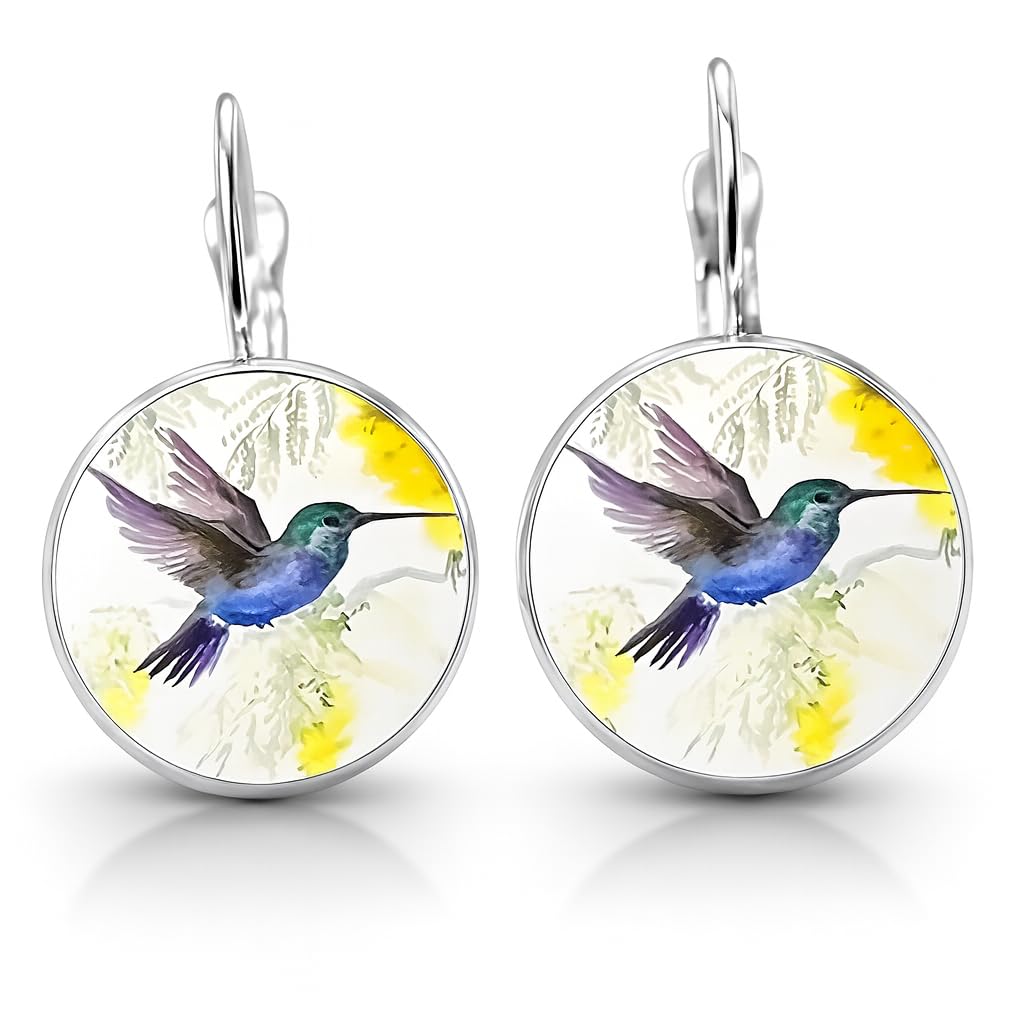 SUPAC Stunning Hummingbird Pendant Necklace - Two Humming Birds Searching for Flower - Fashionable Alloy Jewelry with Delicate Details - Birthday, Party, Gift Idea for Her