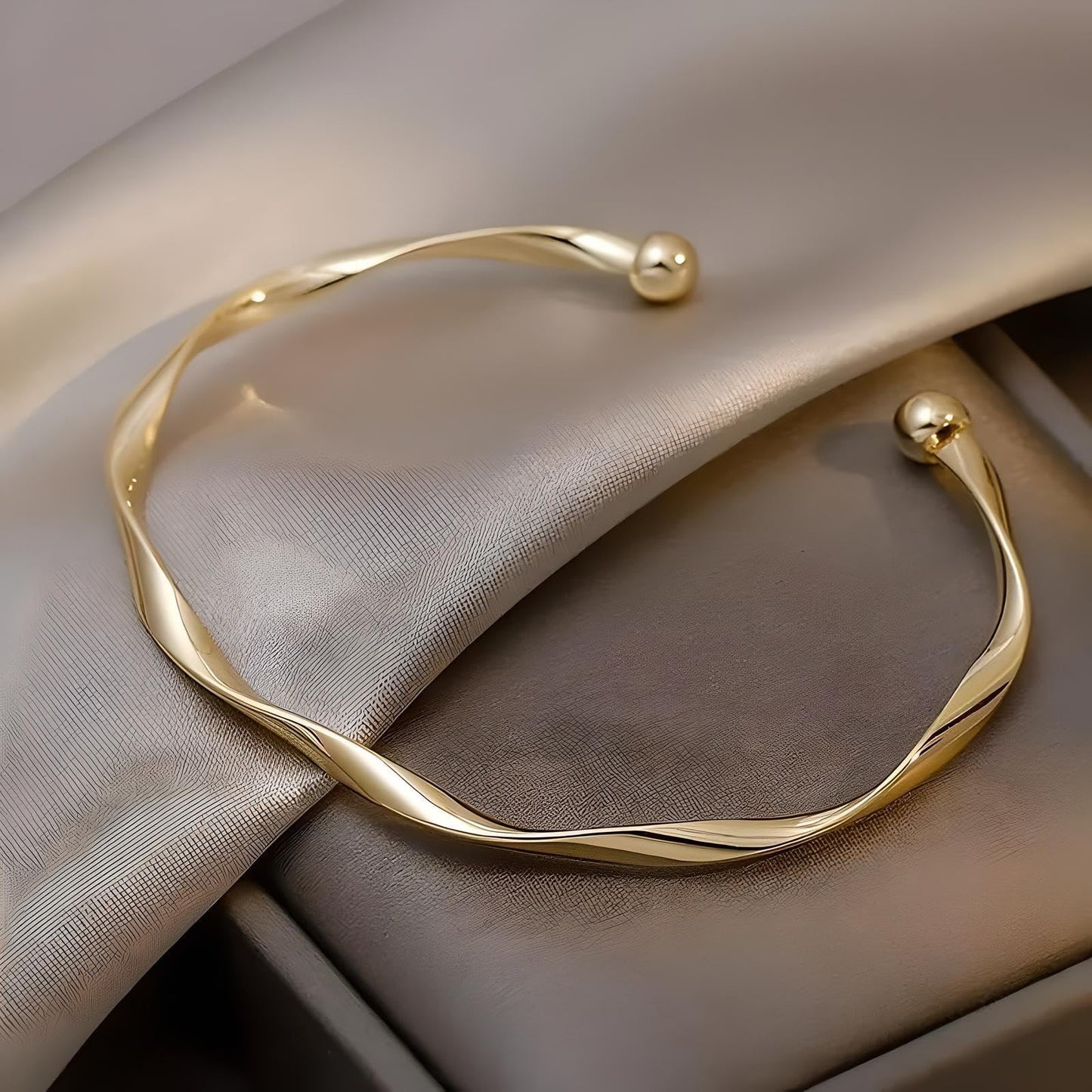 Luxurious Twist Open Cuff Bangle - Adjustable, Minimalist Fashion, Golden Bracelet For Women - Elegant, Simple, and Versatile Accessory for Any Occasion - Christmas or Birthday Gift