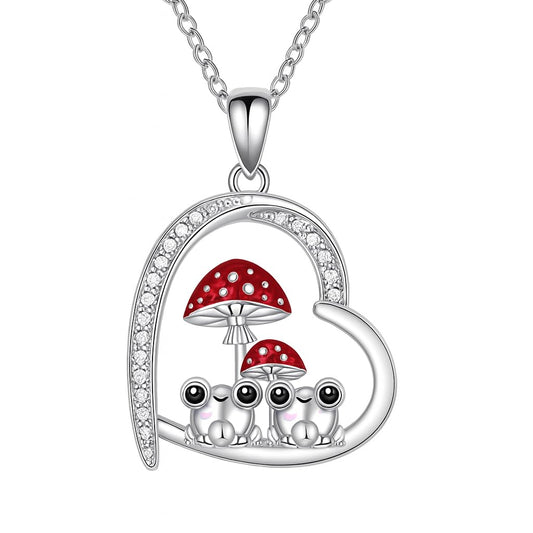 SUPAC Almost a Wonderland Mushroom and Toads Pendant Necklace, Gift for Birthday, Christmas - 3 Mushroom Variations