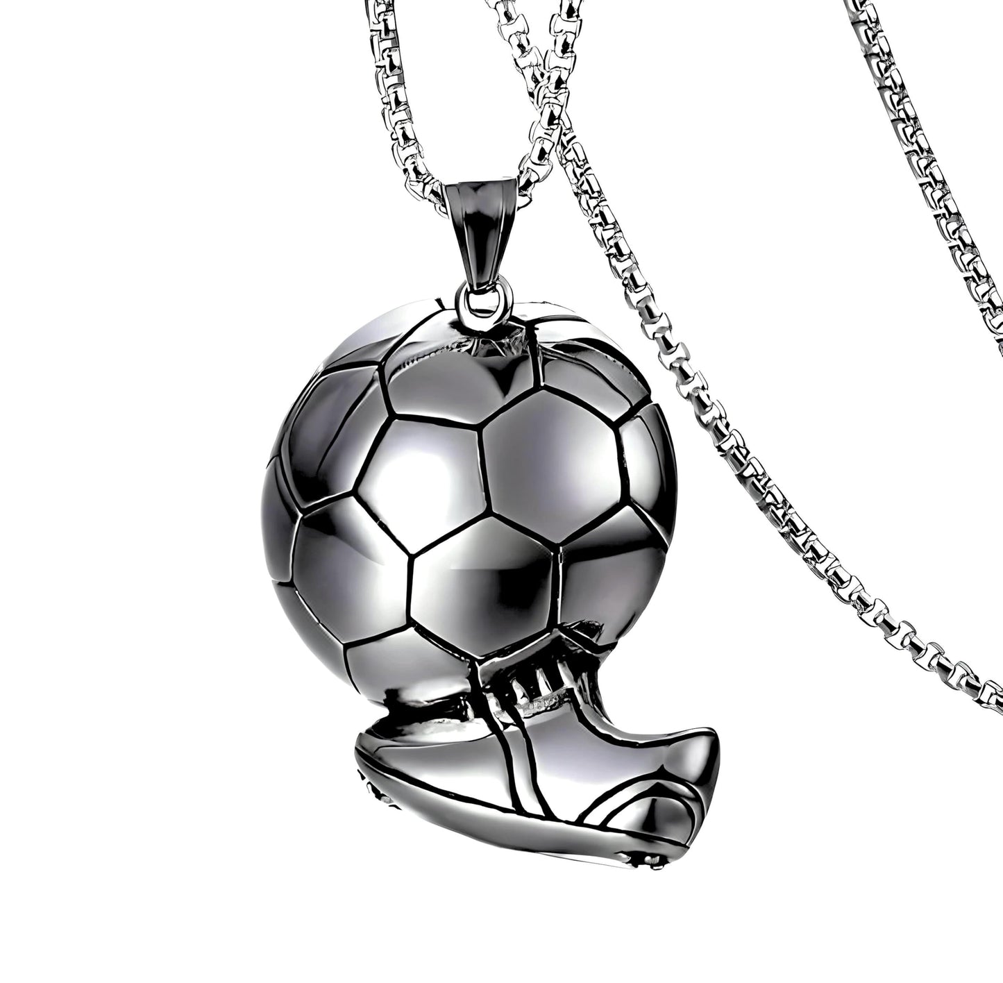 Soccer Cleats and Ball Silver or Gold Necklace – Show Your Love for the Beautiful Game!", - Score Style Points On and Off the Field! Stainless Steel Soccer Fan Pendant - Hip-Hop Street Style Necklace, Durable & Fashion-Forward SUPAC