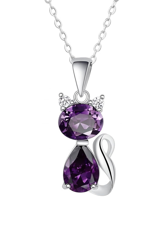 SUPAC Pink Shiny Cat Pendant Necklace Jewlery, Gift for Women or Men, Birthday, Christmas or Party Gift - Delicate Exquisite Collar Charm