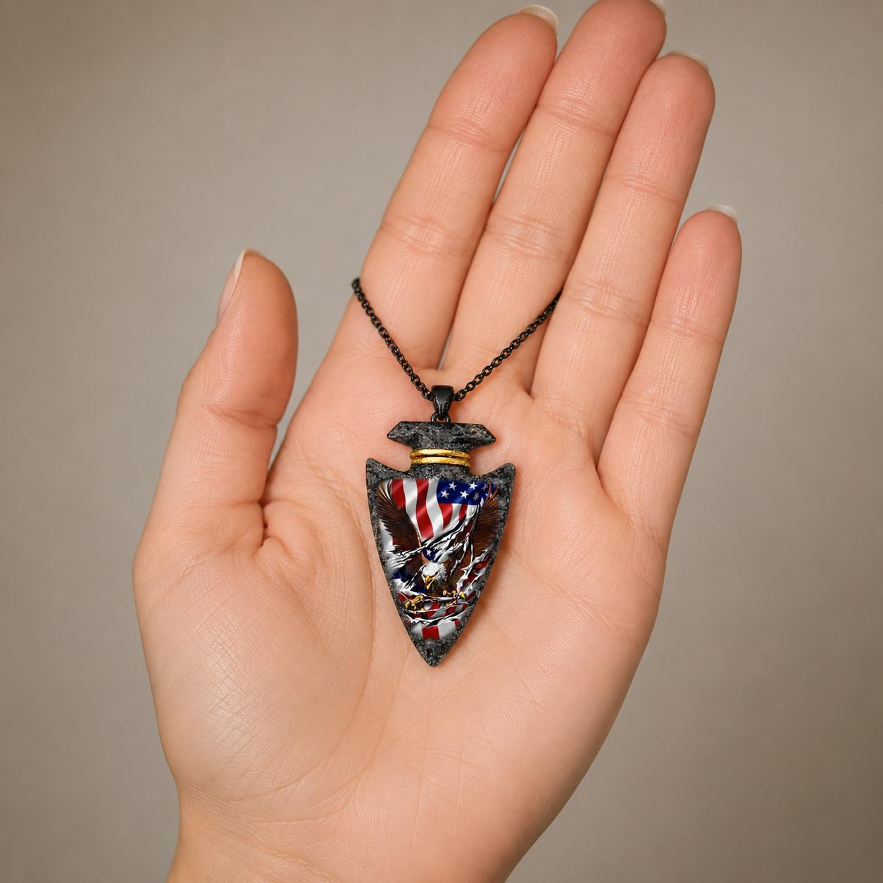 SUPAC Bald Eagle Triangle Pendant Necklace - Fashion-Forward Hip Hop Style - Durable & Bold Accessories for Men - Gift Idea for Every Occasion