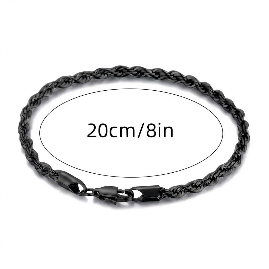 3PCS Stainless Steel Bracelets for Men Gold, Silver, Black Bracelet Twisted Cable Mens Luxury Jewelry Bracelets Gifts
