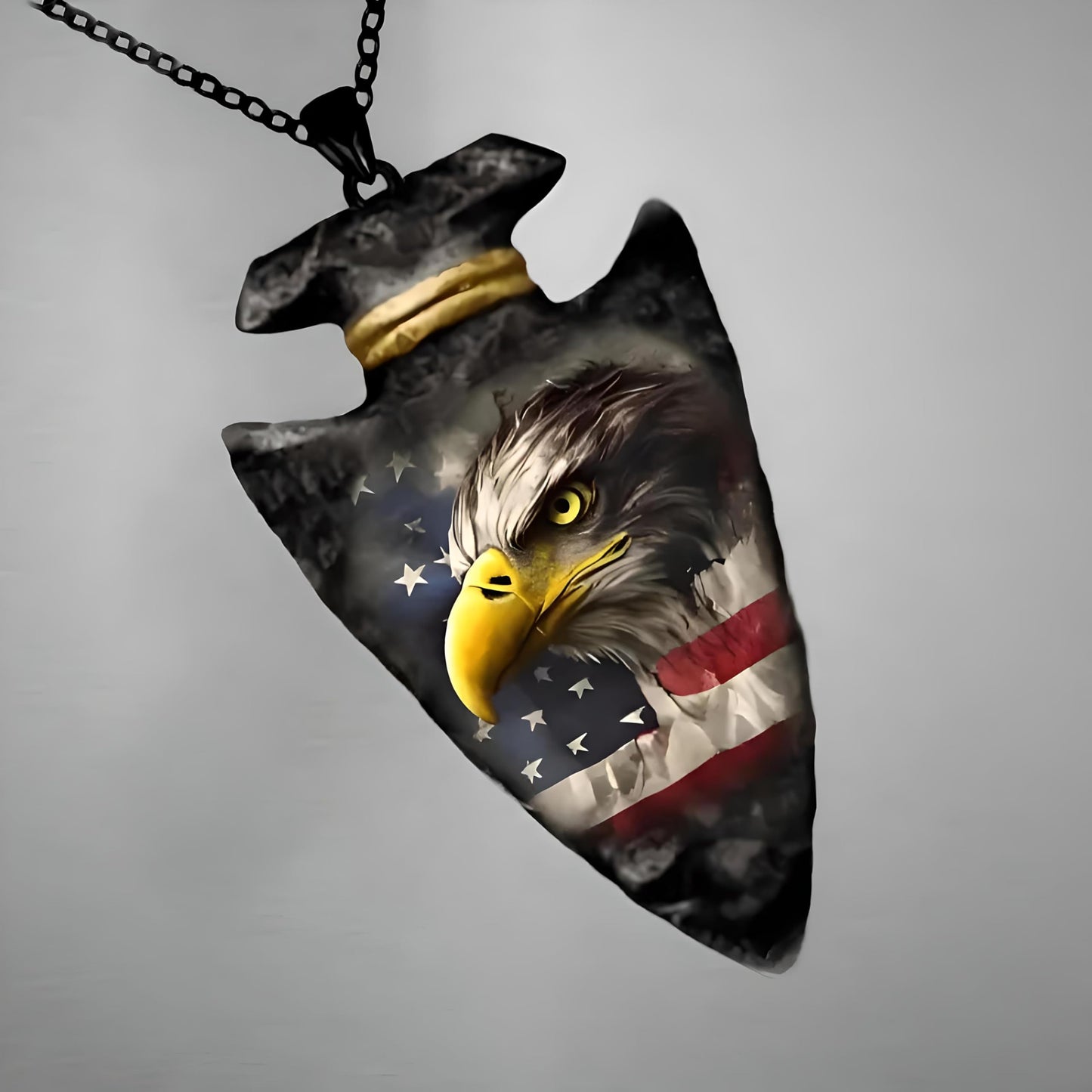SUPAC Bald Eagle Triangle Pendant Necklace - Fashion-Forward Hip Hop Style - Durable & Bold Accessories for Men - Gift Idea for Every Occasion