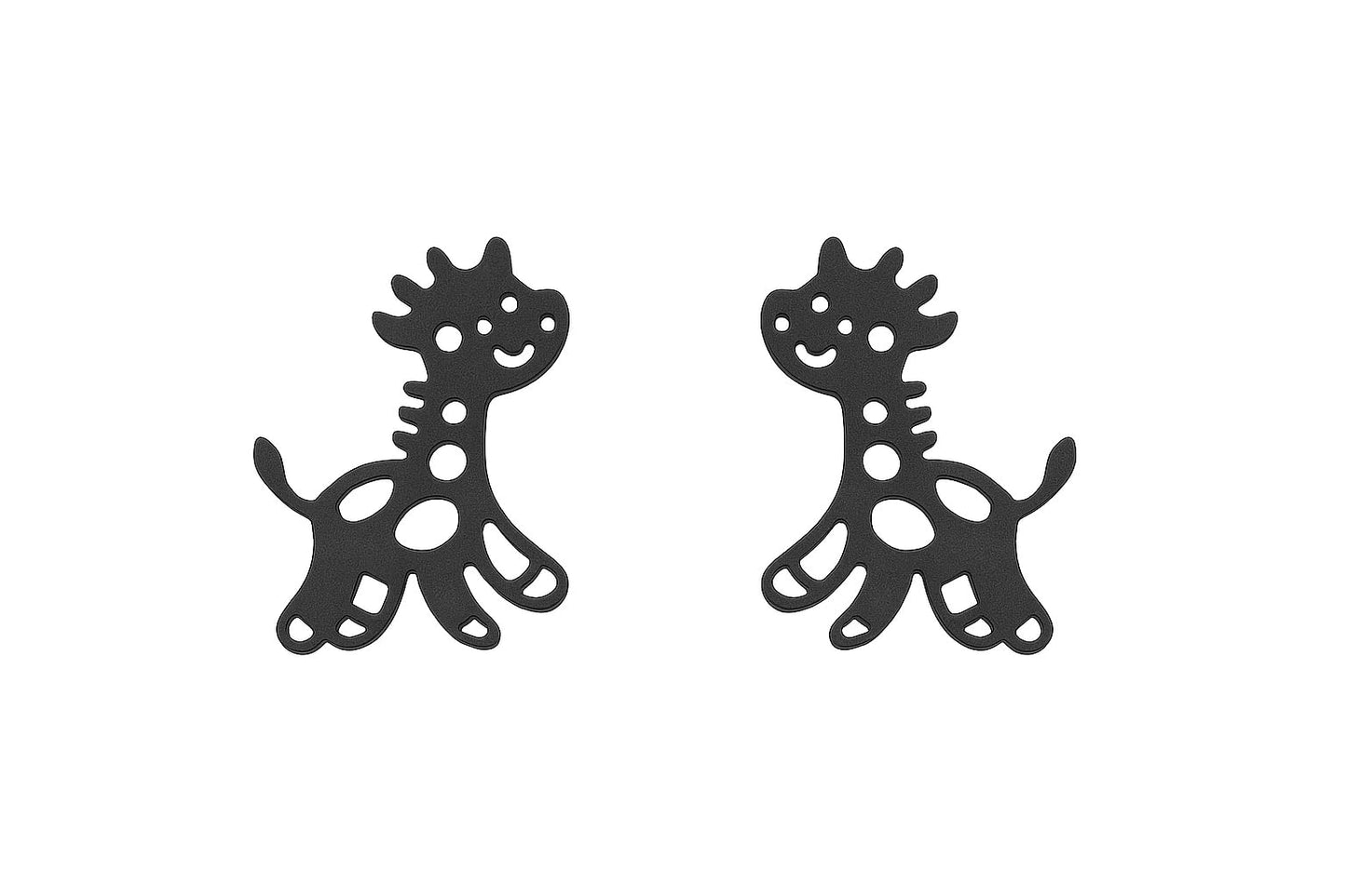 Cute Giraffe Stud Earrings, Black, Silver, Rose Gold, and Gold Options, Stainless Steel, Animal Design - Gift for Giraffe Lovers