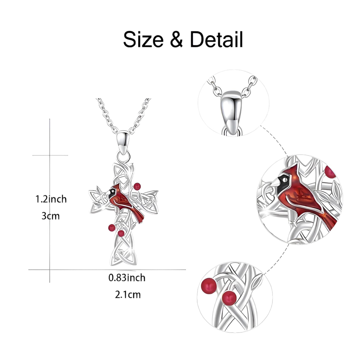 SUPAC Red Cardinal Jewelry Set, Necklace, Dangle Earrings, Bracelet, and Adjustable Ring - Cardinal Jewelry Gift