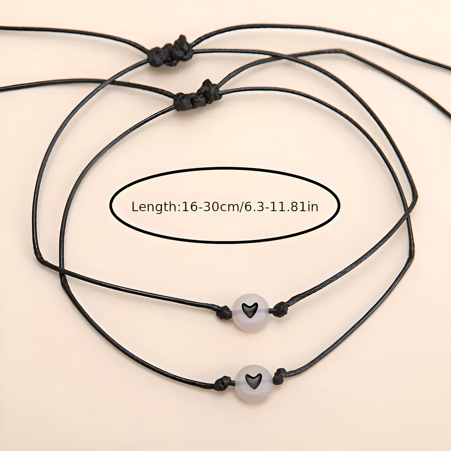 SUPAC Animal and Sport Friendship Bracelet, Always Bee You Wish Bracelet, Black Adjustable String, Decorative Animal Charms, 6.2-11.8 inches (Black Heart)