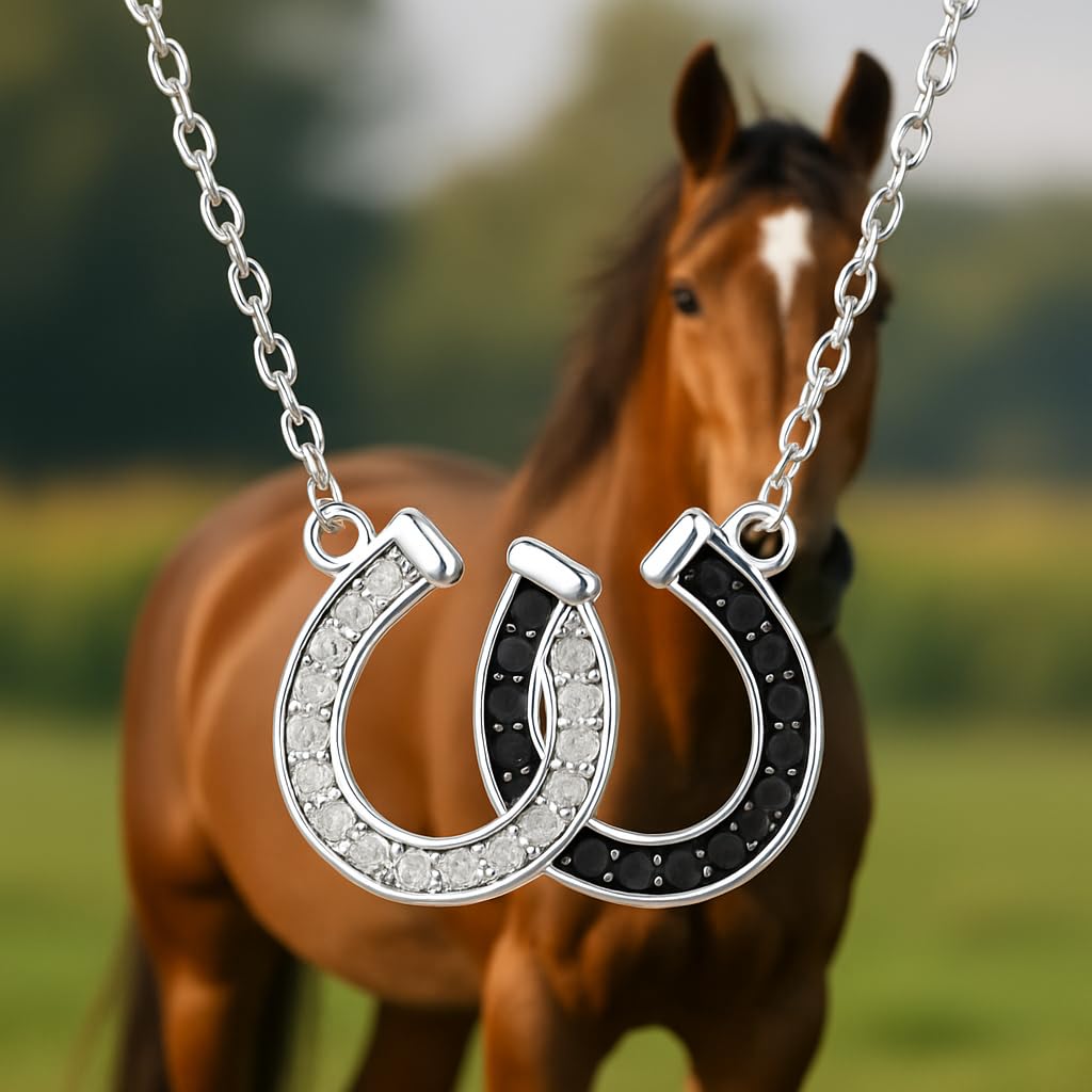 Country Heart Necklace, Infinity Heart Pendant Necklace, Horse Shoe, with 'I Love You Forever' Engraving, Country Women's Jewelry