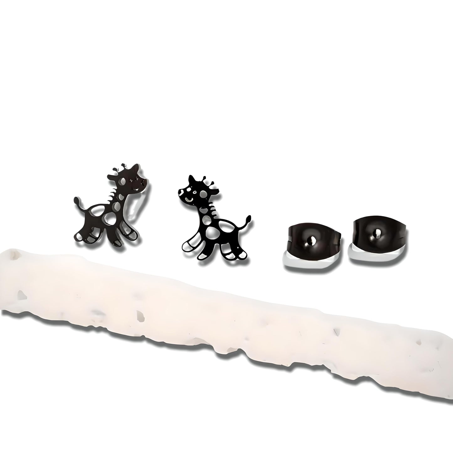 Cute Giraffe Stud Earrings, Black, Silver, Rose Gold, and Gold Options, Stainless Steel, Animal Design - Gift for Giraffe Lovers