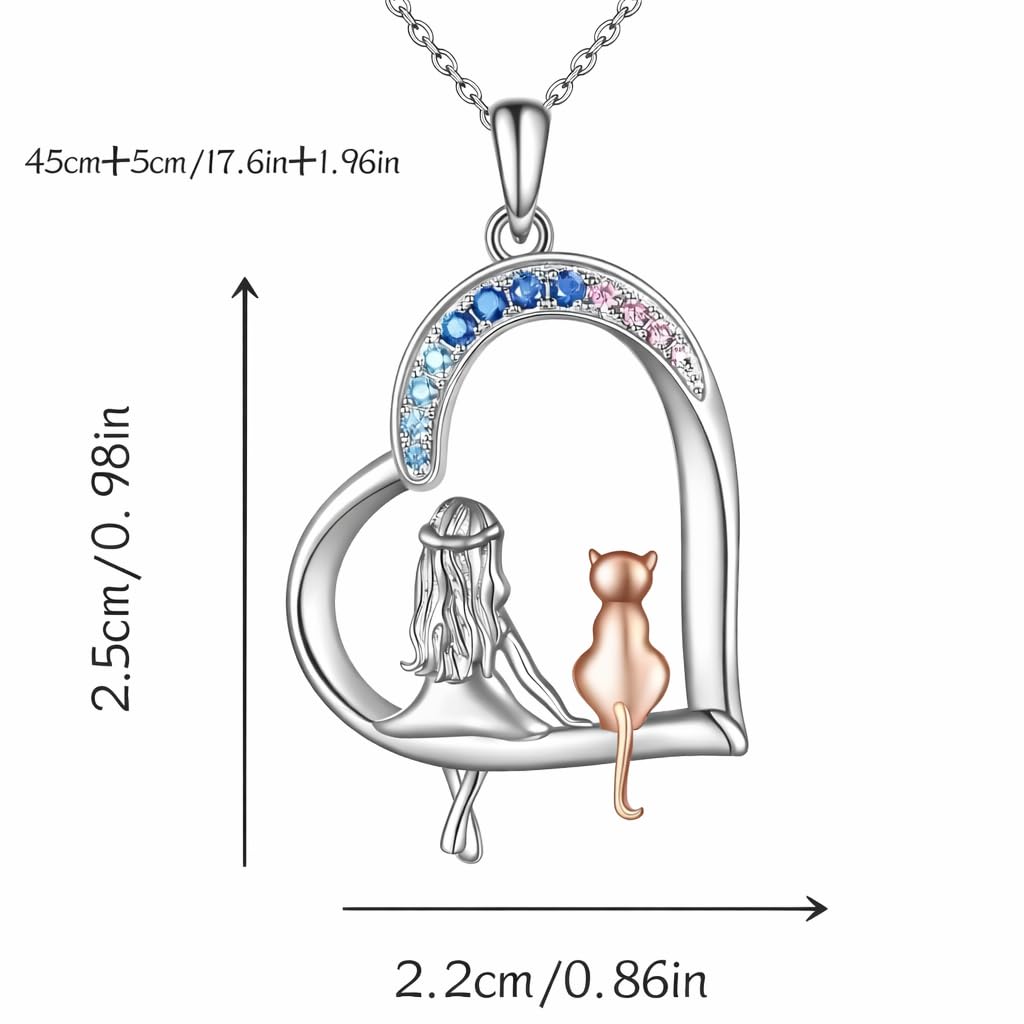 SUPAC Cute Cat Heart Necklace, With Black Kitten Sitting Together - Charming Heart Necklace in Rose Gold - Stylish Versatile Gift for Women & Party Accessory!