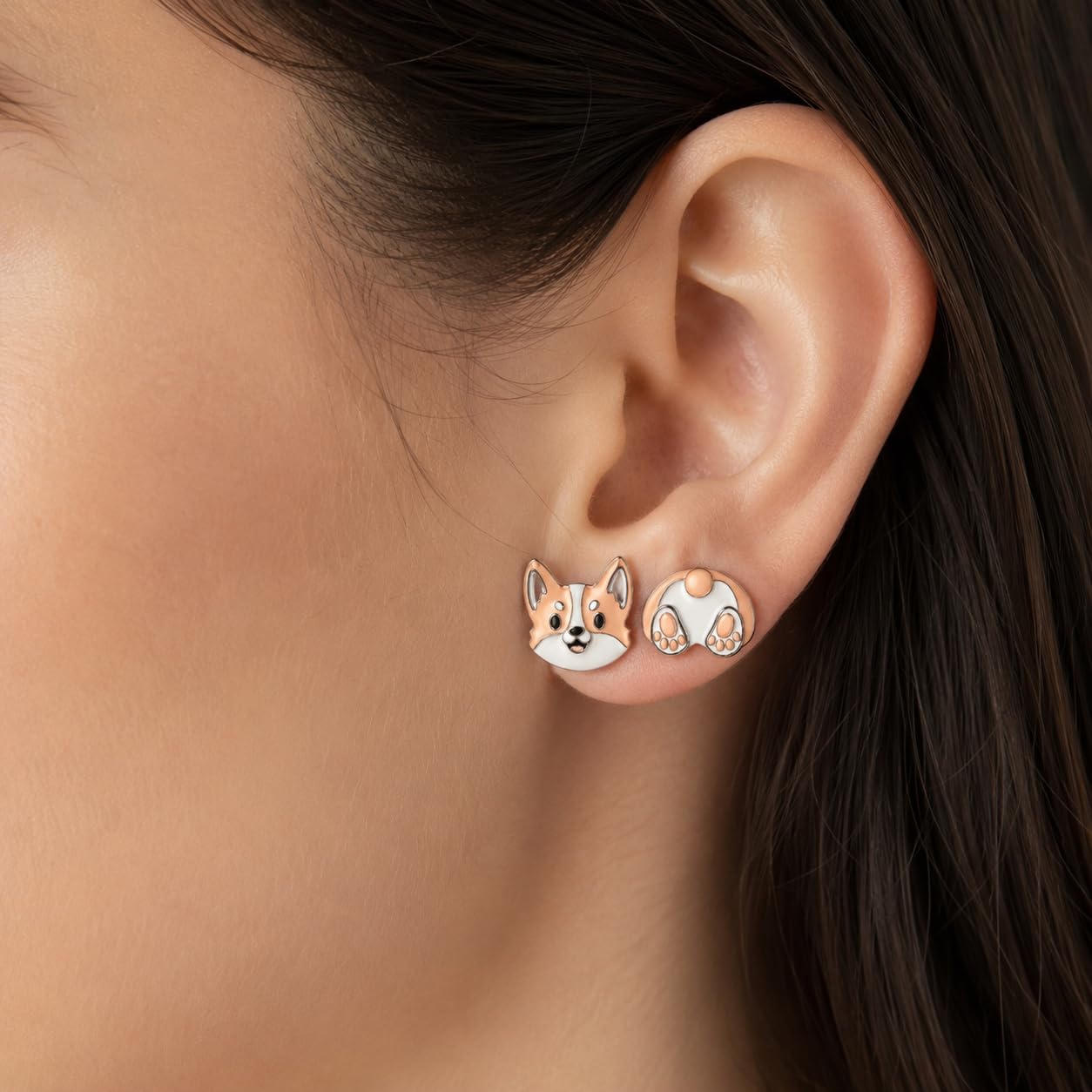 Dog Lovers' Earrings, Different Dog Breed Stud Earrings with Crystals, Rose Gold and Silver Tone - Party, Birthday, or Christmas Gift