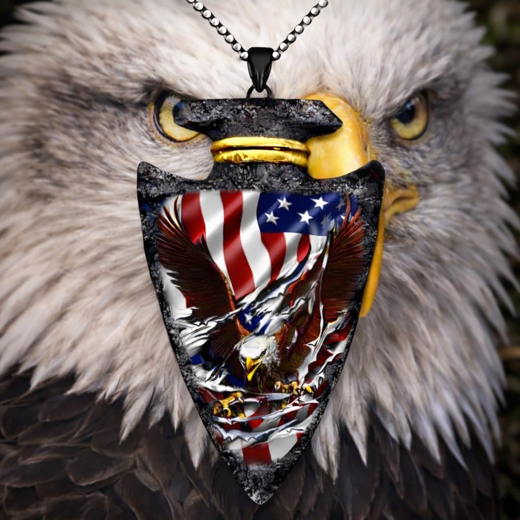 SUPAC Bald Eagle Triangle Pendant Necklace - Fashion-Forward Hip Hop Style - Durable & Bold Accessories for Men - Gift Idea for Every Occasion