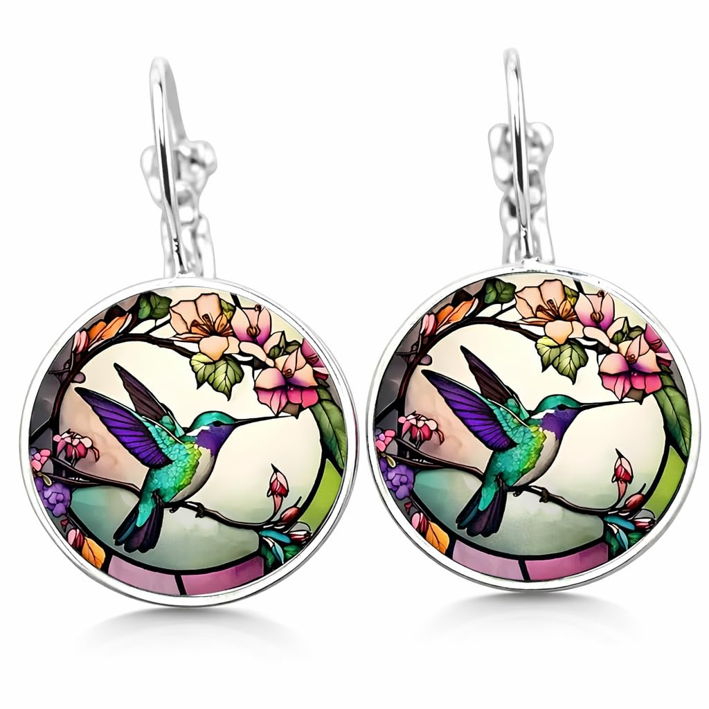 SUPAC Stunning Hummingbird Pendant Necklace - Two Humming Birds Searching for Flower - Fashionable Alloy Jewelry with Delicate Details - Birthday, Party, Gift Idea for Her