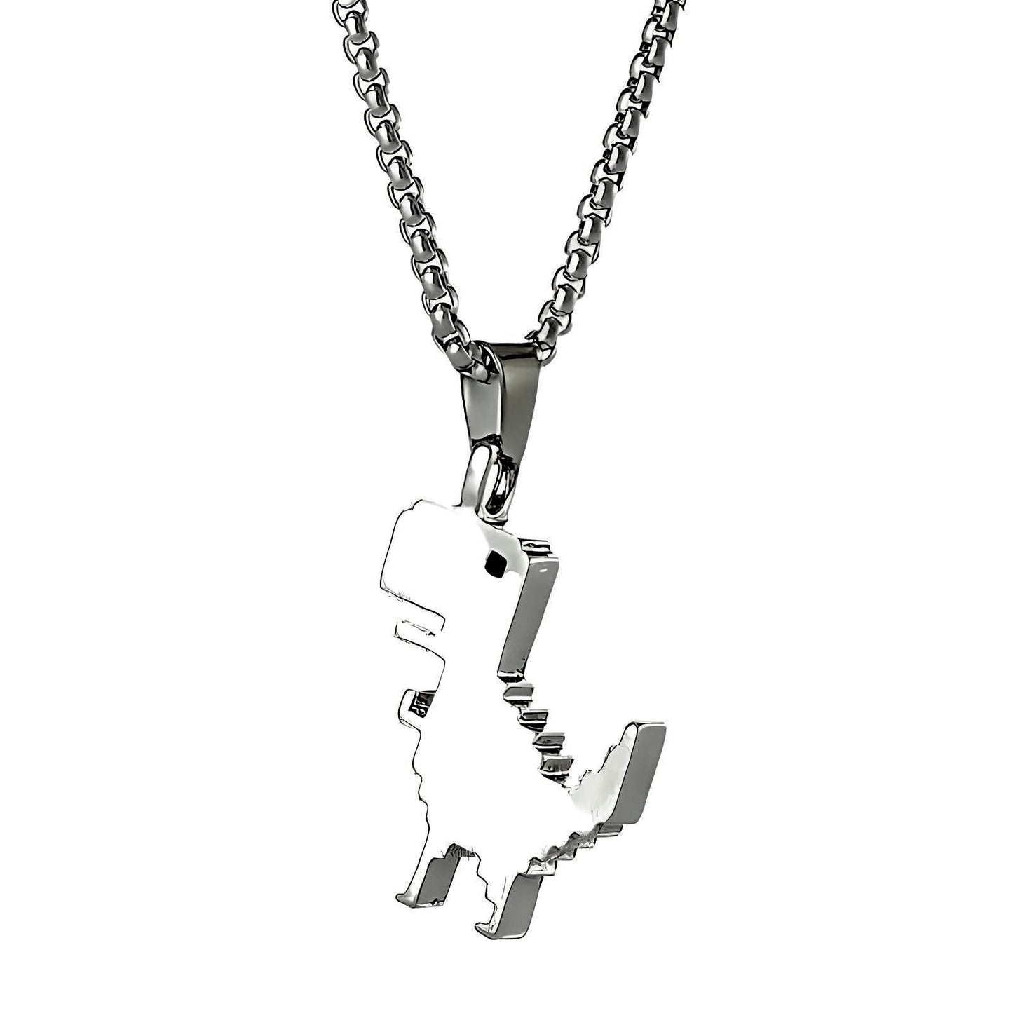 Sterling Silver Plated T-Rex Dinosaur Pendant Necklace for Men or Women - Christmas or Birthday Gift