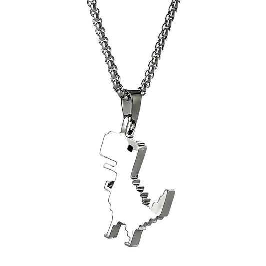 Sterling Silver Plated T-Rex Dinosaur Pendant Necklace for Men or Women - Christmas or Birthday Gift