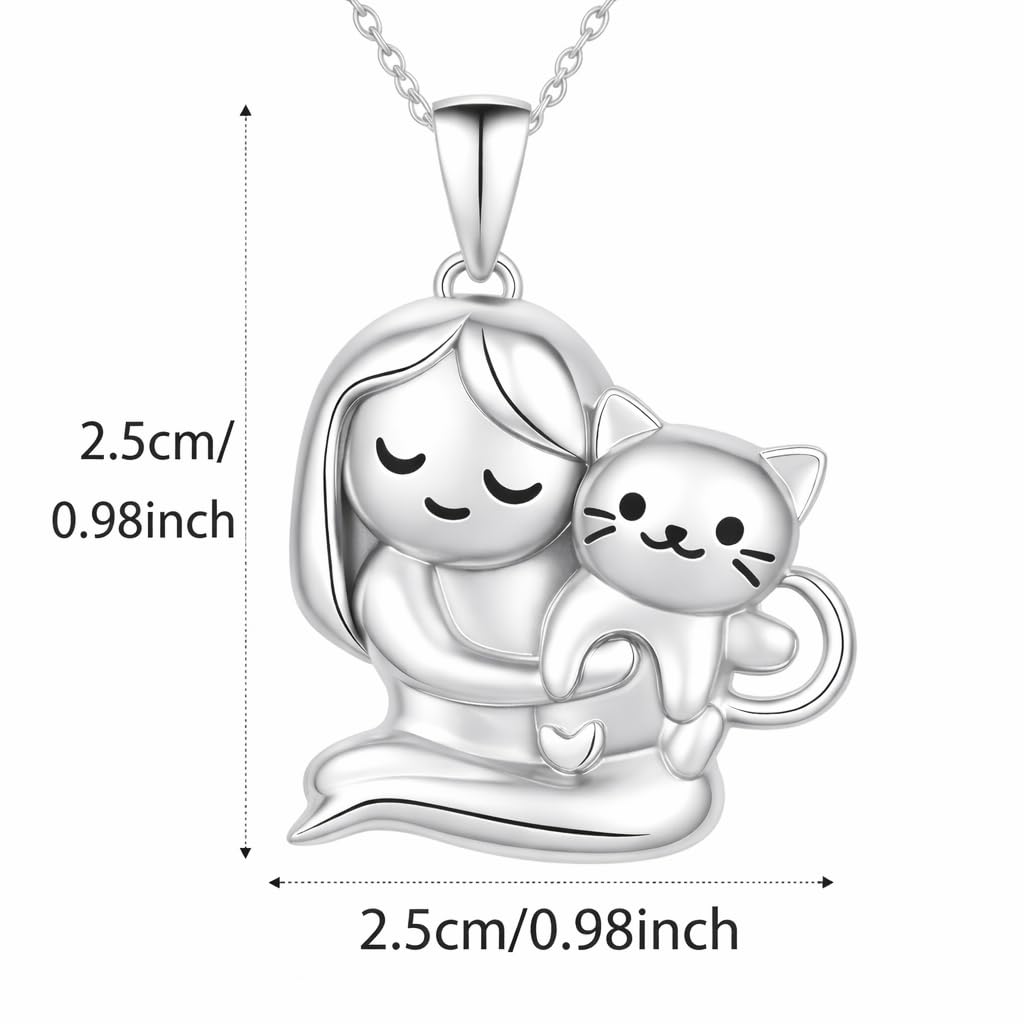 SUPAC Cute Cat Heart Necklace, With Black Kitten Sitting Together - Charming Heart Necklace in Rose Gold - Stylish Versatile Gift for Women & Party Accessory!