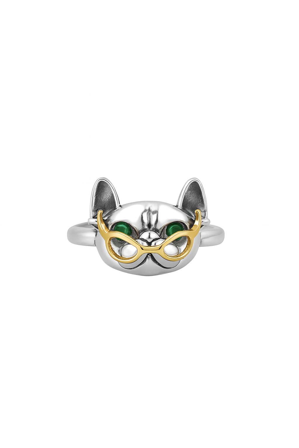 SUPAC Silver Cat Ring for Men or Women, Sleeping Kitty, Unique Zinc Alloy Design, Antique Silver Plating - Adjustbale Stainless Steel Silver Cat Ring - Christmas or Birthday Gift