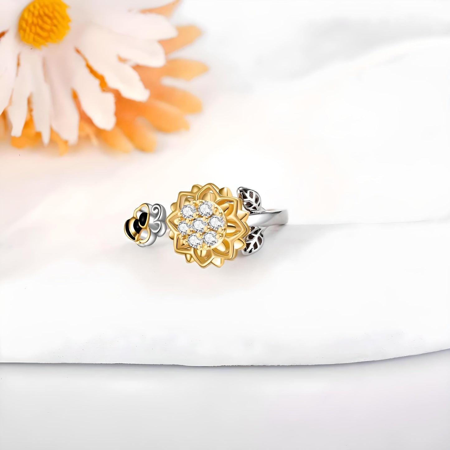 SUPAC You Are My Sunshine Sunflower and Bumble Bee Heart Pendant Necklace for Women, Dainty Jewelry, Birthday or Christmas Gift