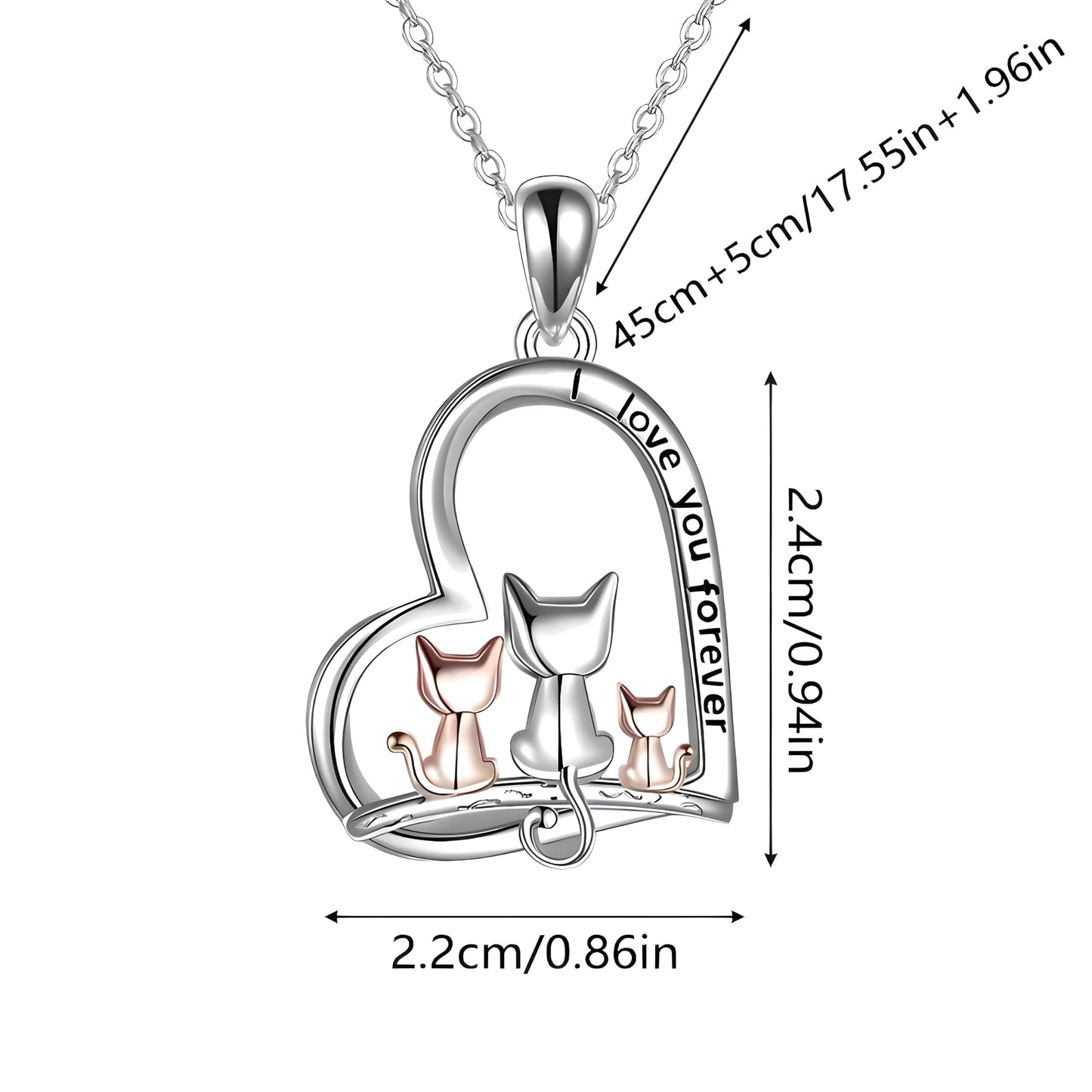 SUPAC Cute Heart Necklace, With Black Cat - Charming Cat Heart in Rose Gold - Stylish Gift for Women & Party Accessory