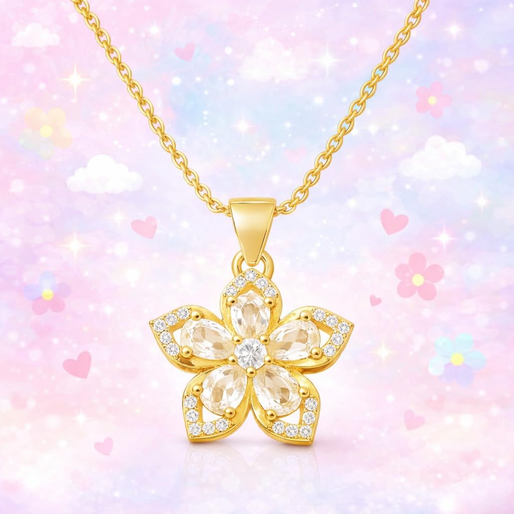 SUPAC Exquisite 360° Rotatable White Blossom Pendant Necklace - Fashion Decompression Jewelry with Adjustable Chain - Birthday Gift for Women, Lovers, Friends, and Family