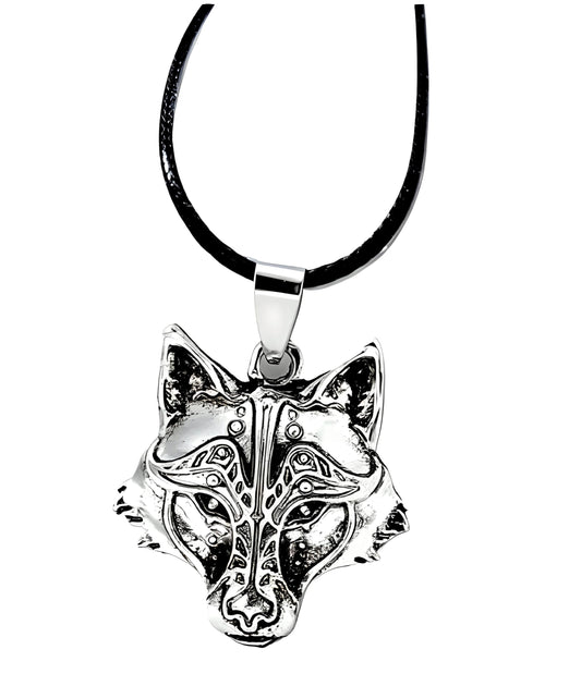 SUPAC Legendary Wolf Head Pendant Necklace – Ancient Nordic Mythology Inspired, Fashionable Alloy Accessory for Men