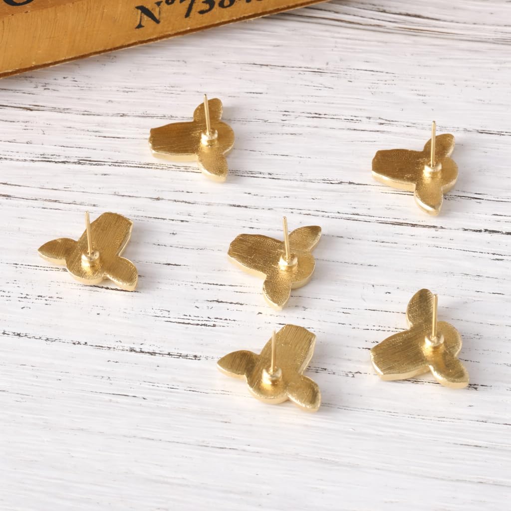 Cowhide Print Stud Earrings, 3-Set Gold-Tone Farm Animal Design, 0.78 x 0.62 inches -Brown, Orange, and Black Colors