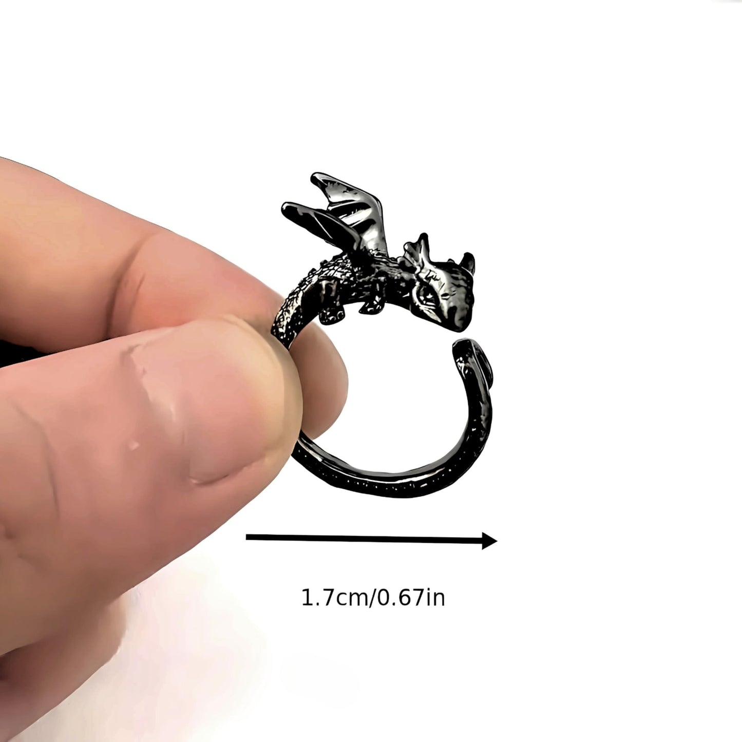 Whimsical Silver Flying Dragon Ring - Unique Animal Shape Design, Adjustable Index Finger Ring for Men or Women, Cute Personality Statement Jewelry, Niche Fashion Accessory