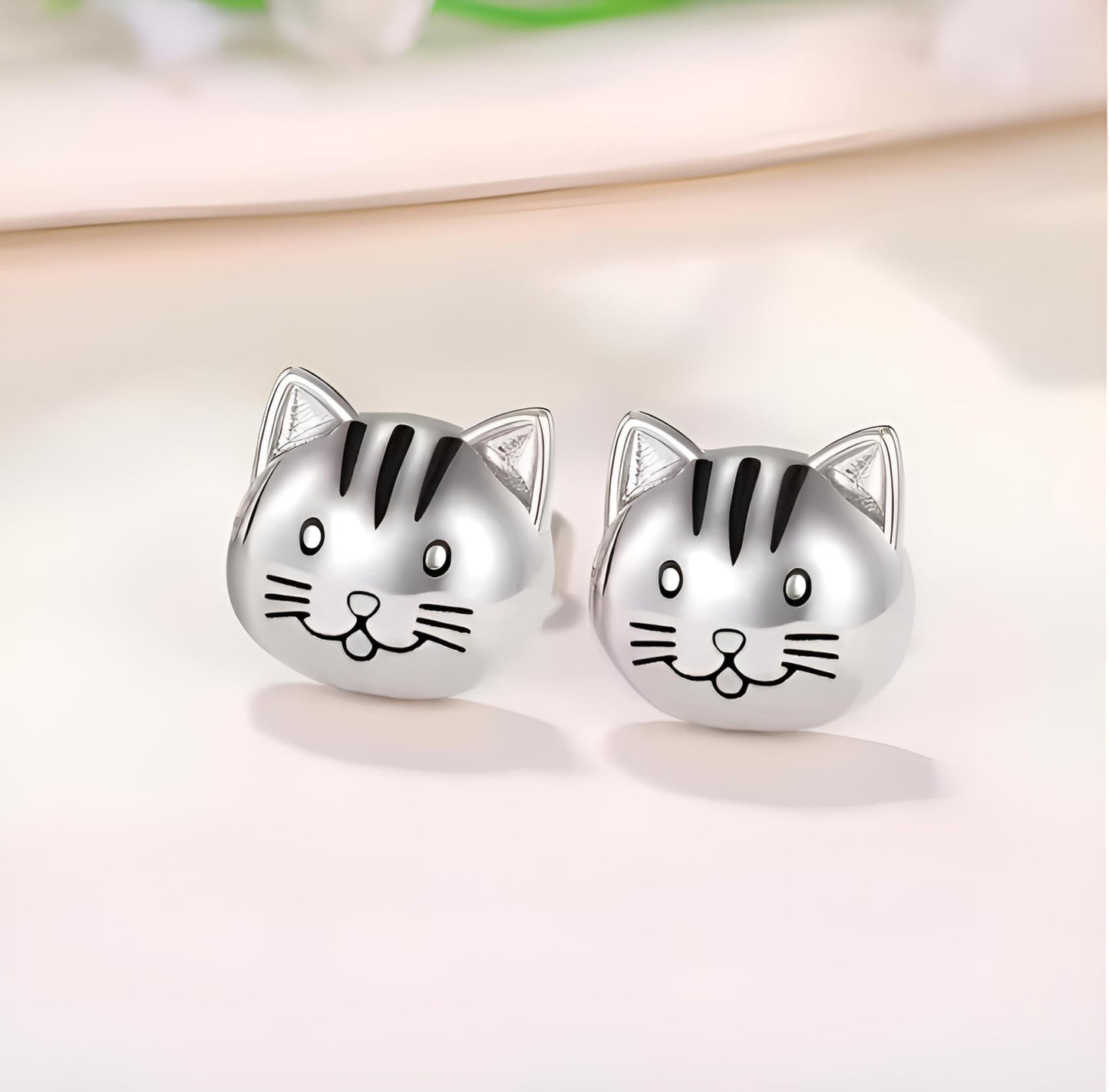 Stainless Steel Cat Face Earrings, Minimalist Cat Design Jewelry for Women - Hypoallergenic Animal Jewelry