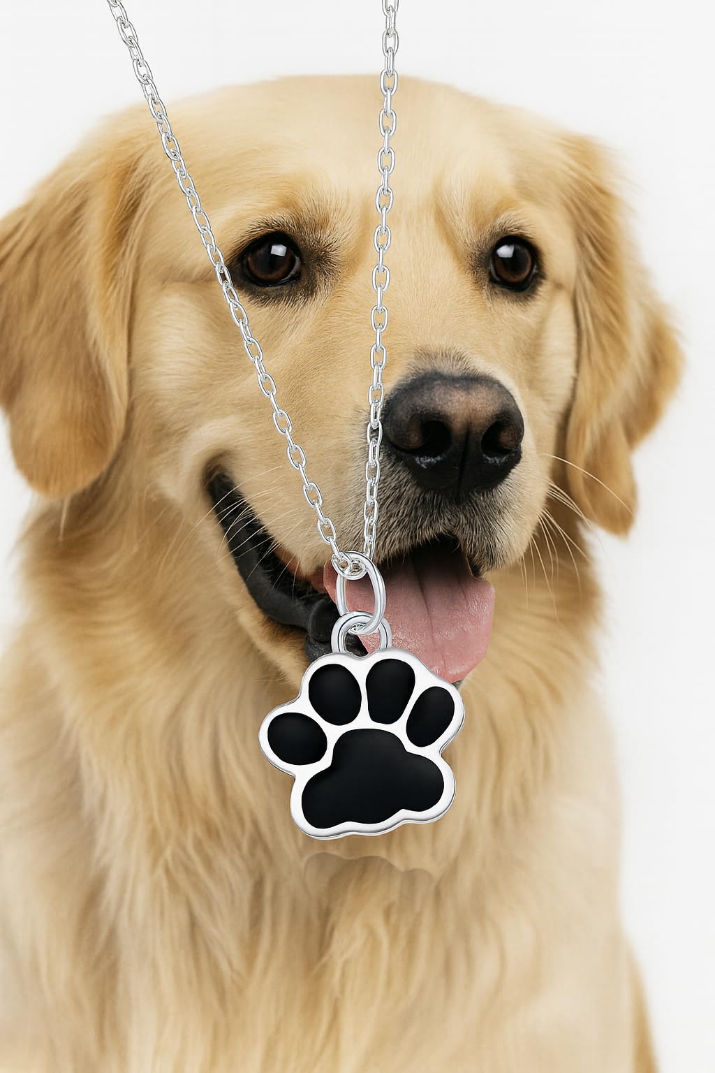 Elegant Animal Paw Print Necklace - Chic Gift for Pet Lovers, Simple Unplated Design - Christmas, Birthday Gift
