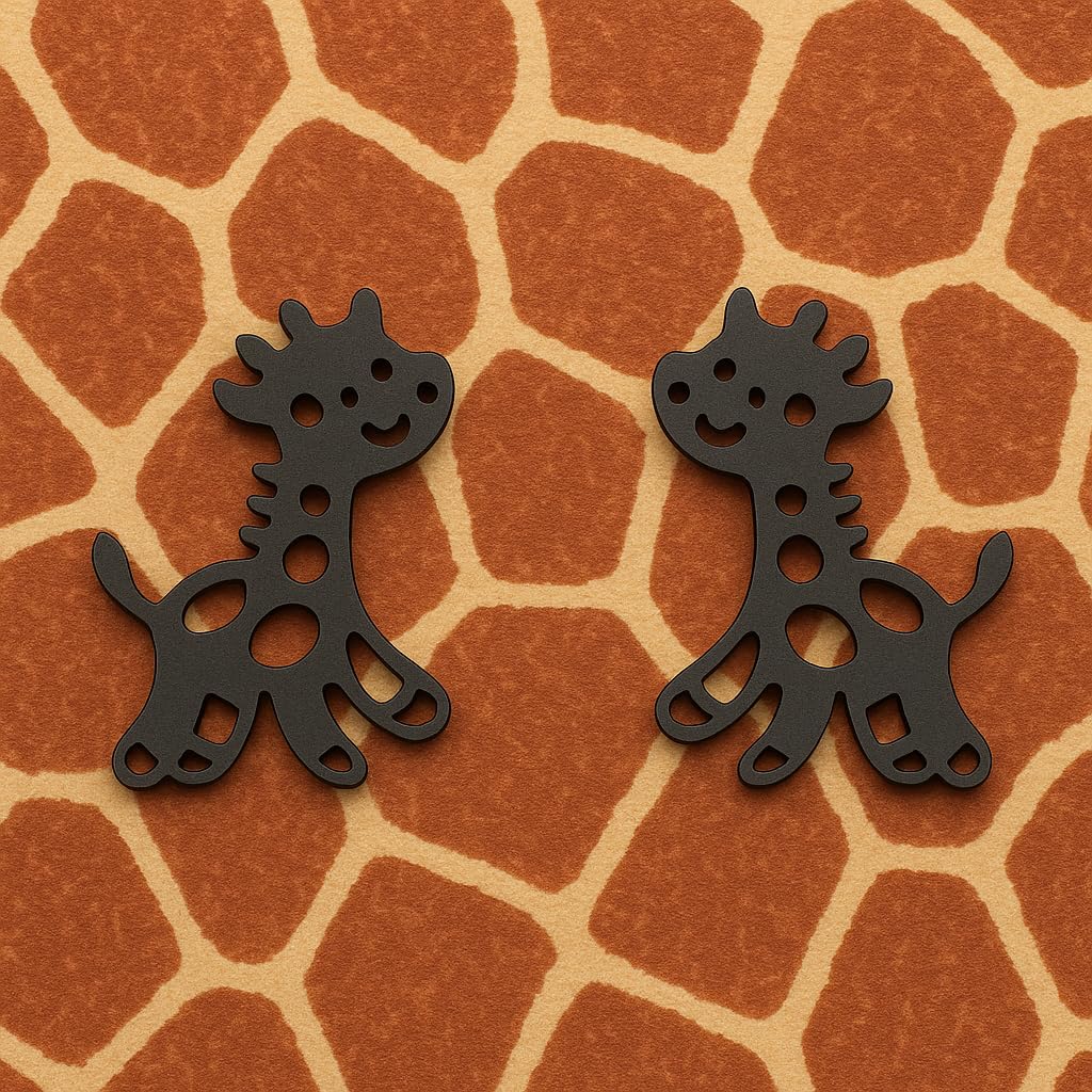 Cute Giraffe Stud Earrings, Black, Silver, Rose Gold, and Gold Options, Stainless Steel, Animal Design - Gift for Giraffe Lovers